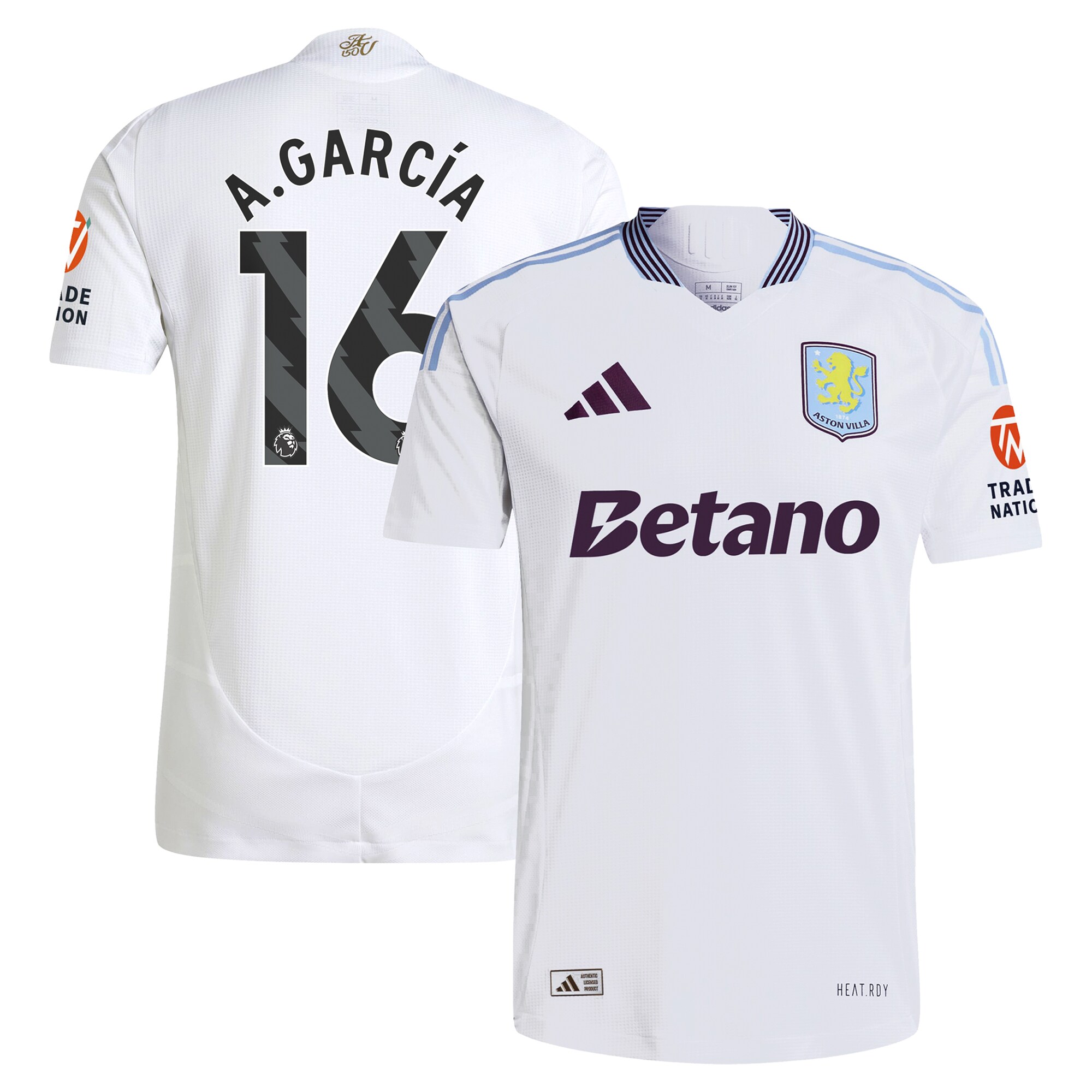 Explore the aston villa adidas away authentic shirt 2024-25 with a.garcía 16 printing Collection of Aston Villa jerseys. Authentic, high-quality football shirts for every supporter, available worldwide.