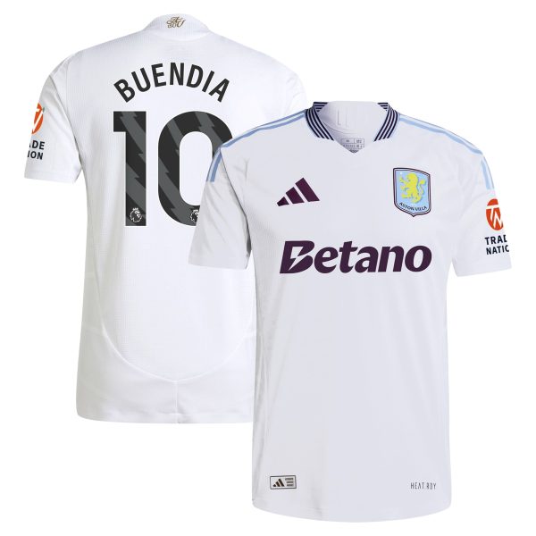 Explore the aston villa adidas away authentic shirt 2024-25 with buendia 10 printing Collection of Aston Villa jerseys. Authentic, high-quality football shirts for every supporter, available worldwide.