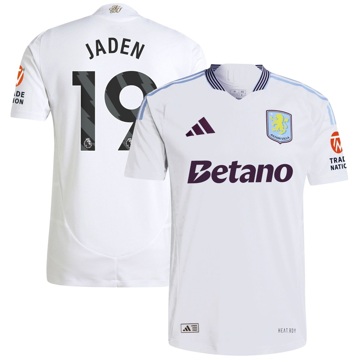 Explore the aston villa adidas away authentic shirt 2024-25 with jaden 19 printing Collection of Aston Villa jerseys. Authentic, high-quality football shirts for every supporter, available worldwide.