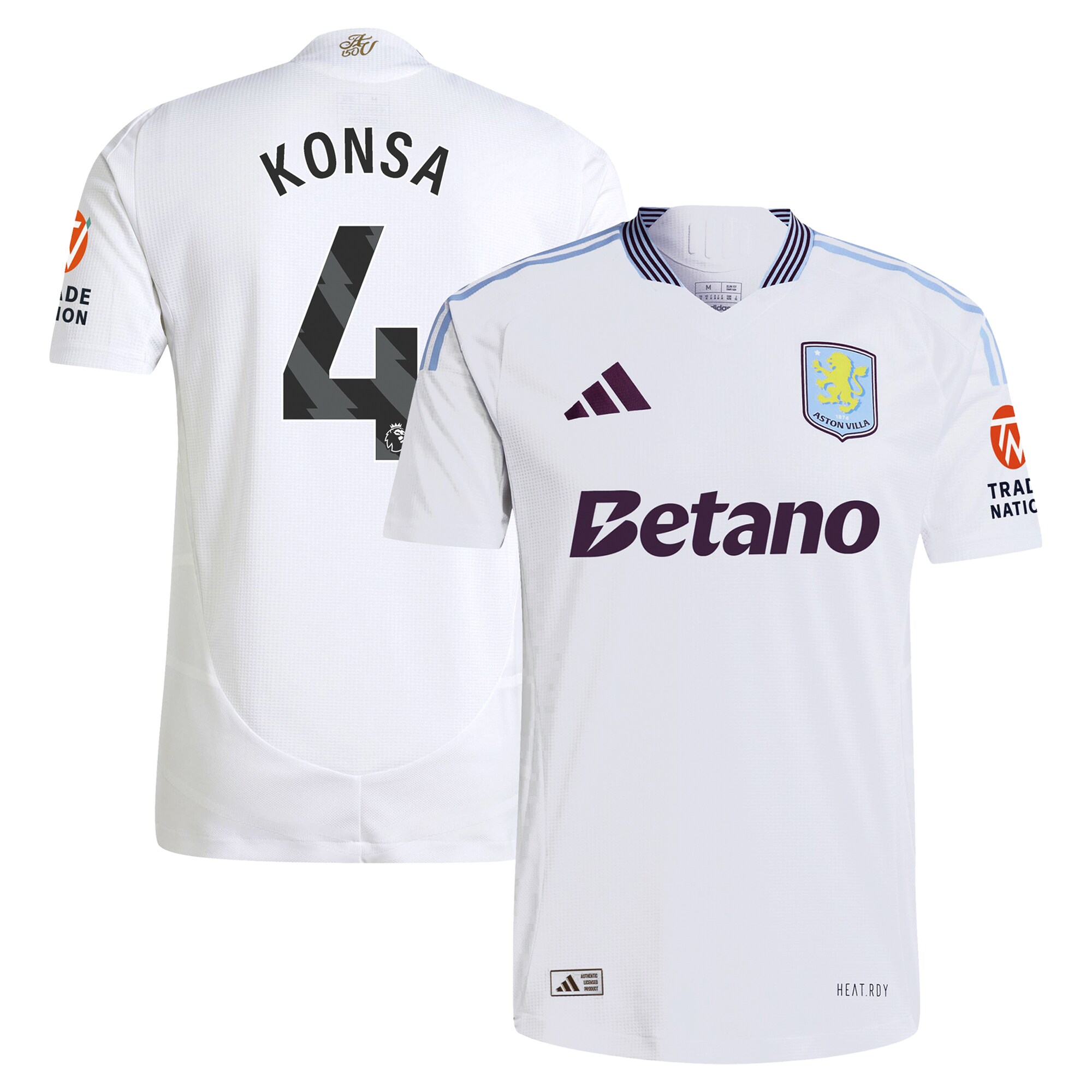 Explore the aston villa adidas away authentic shirt 2024-25 with konsa 4 printing Collection of Aston Villa jerseys. Authentic, high-quality football shirts for every supporter, available worldwide.