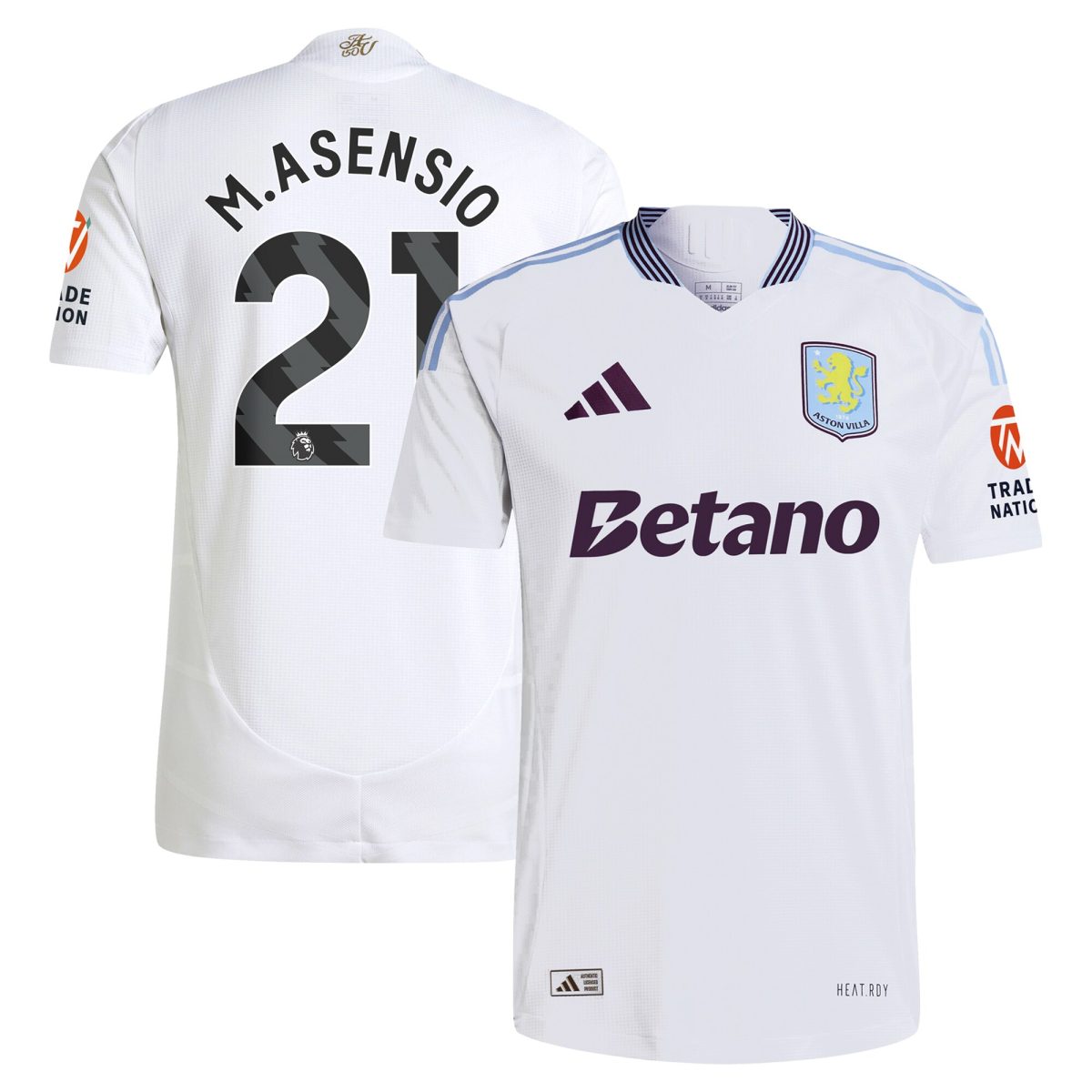 Explore the aston villa adidas away authentic shirt 2024-25 with m.asensio 21 printing Collection of Aston Villa jerseys. Authentic, high-quality football shirts for every supporter, available worldwide.
