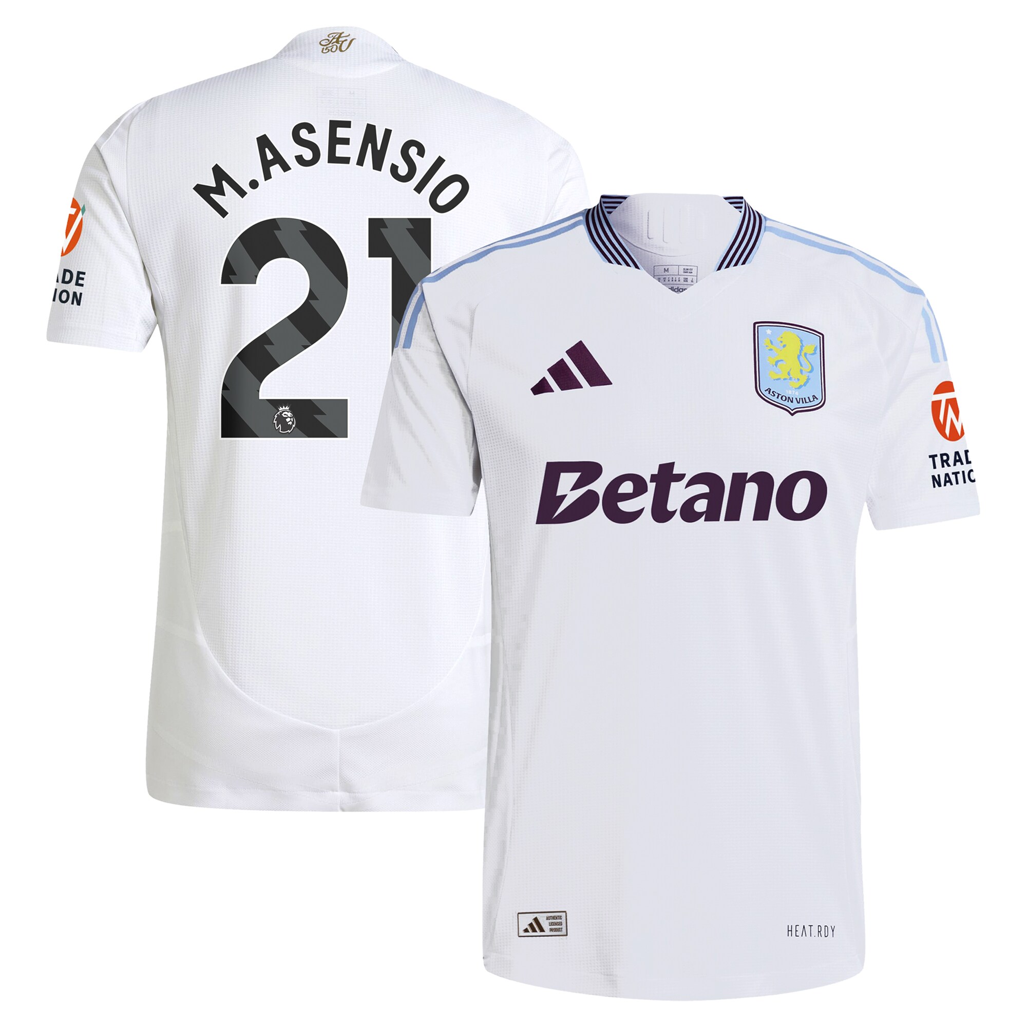 Explore the aston villa adidas away authentic shirt 2024-25 with m.asensio 21 printing Collection of Aston Villa jerseys. Authentic, high-quality football shirts for every supporter, available worldwide.
