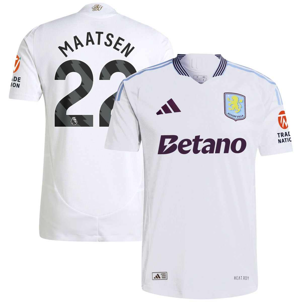 Explore the aston villa adidas away authentic shirt 2024-25 with maatsen 22 printing Collection of Aston Villa jerseys. Authentic, high-quality football shirts for every supporter, available worldwide.
