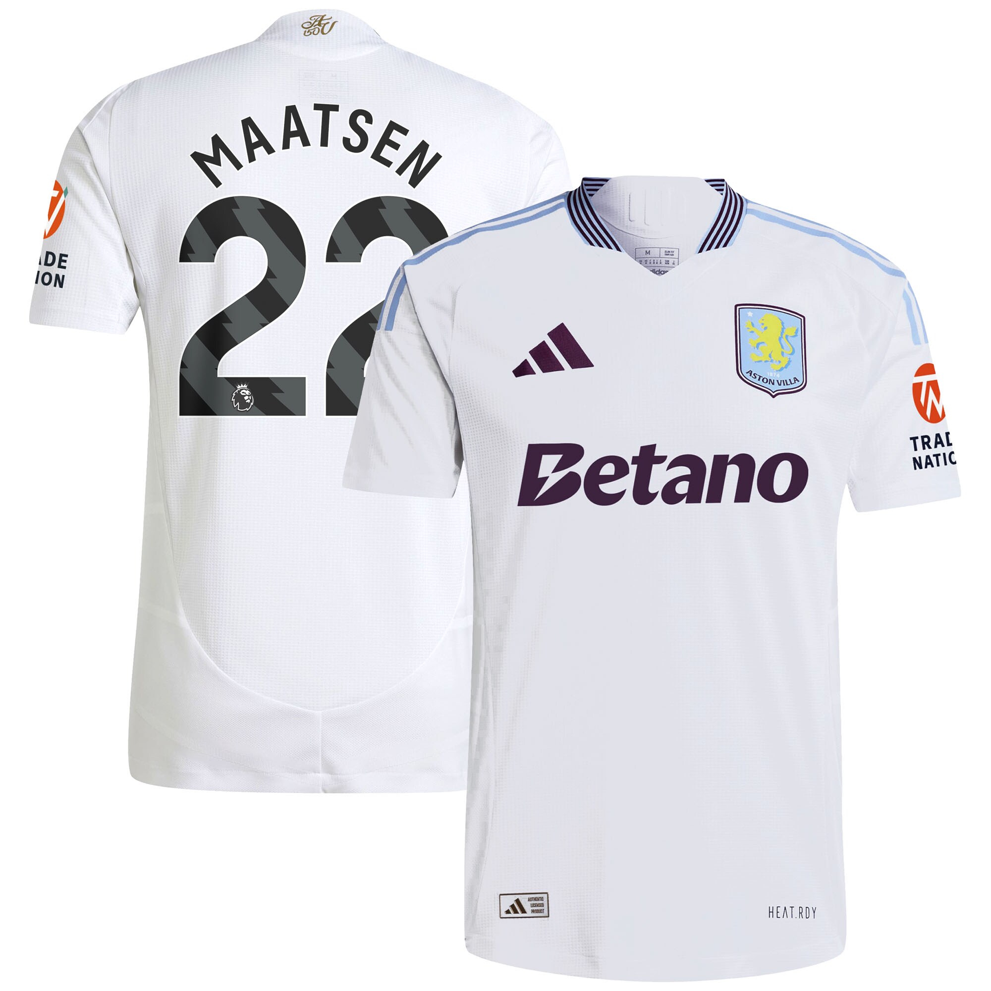 Explore the aston villa adidas away authentic shirt 2024-25 with maatsen 22 printing Collection of Aston Villa jerseys. Authentic, high-quality football shirts for every supporter, available worldwide.