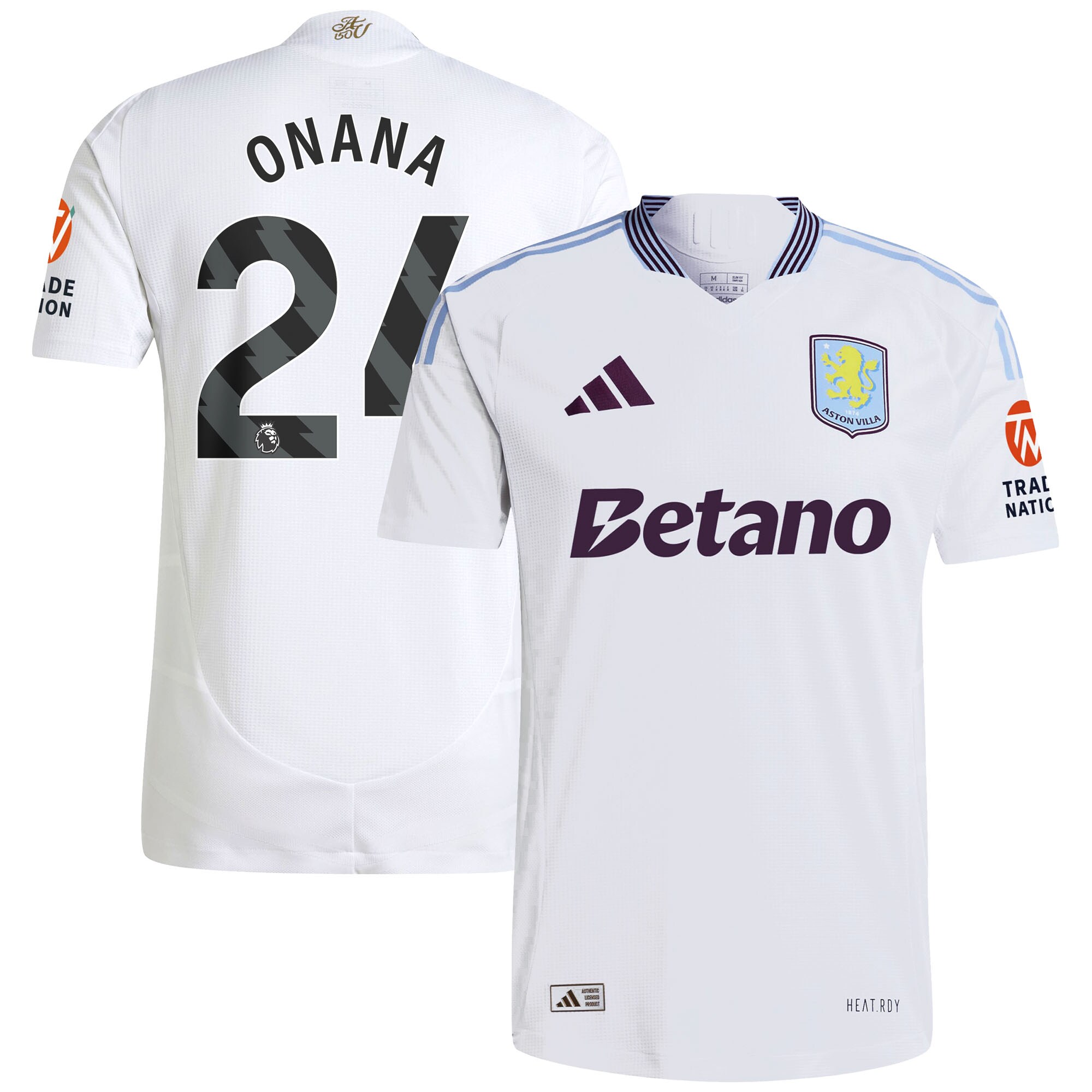 Explore the aston villa adidas away authentic shirt 2024-25 with onana 24 printing Collection of Aston Villa jerseys. Authentic, high-quality football shirts for every supporter, available worldwide.