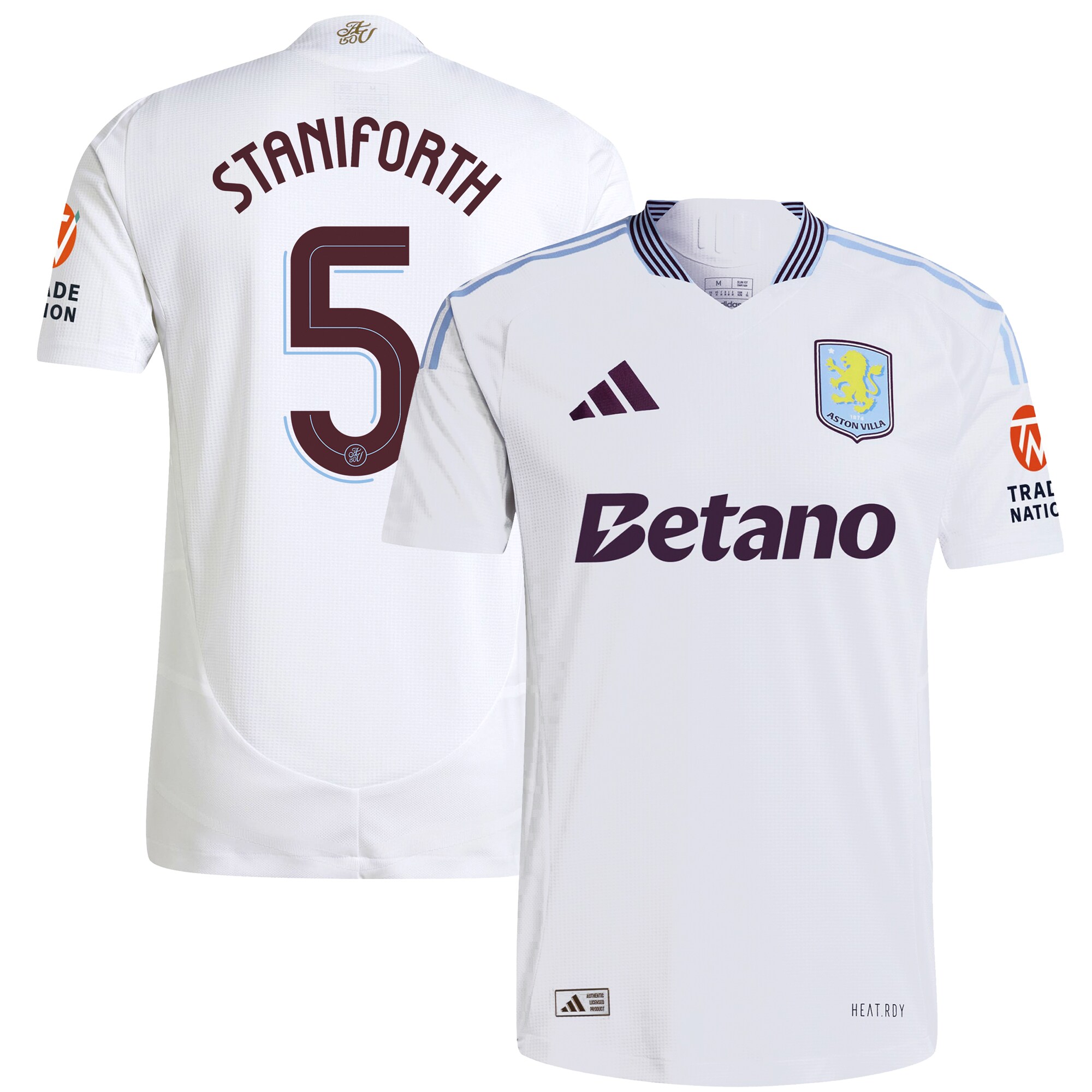 Explore the aston villa adidas away authentic shirt 2024-25 with staniforth 5 cup printing Collection of Aston Villa jerseys. Authentic, high-quality football shirts for every supporter, available worldwide.