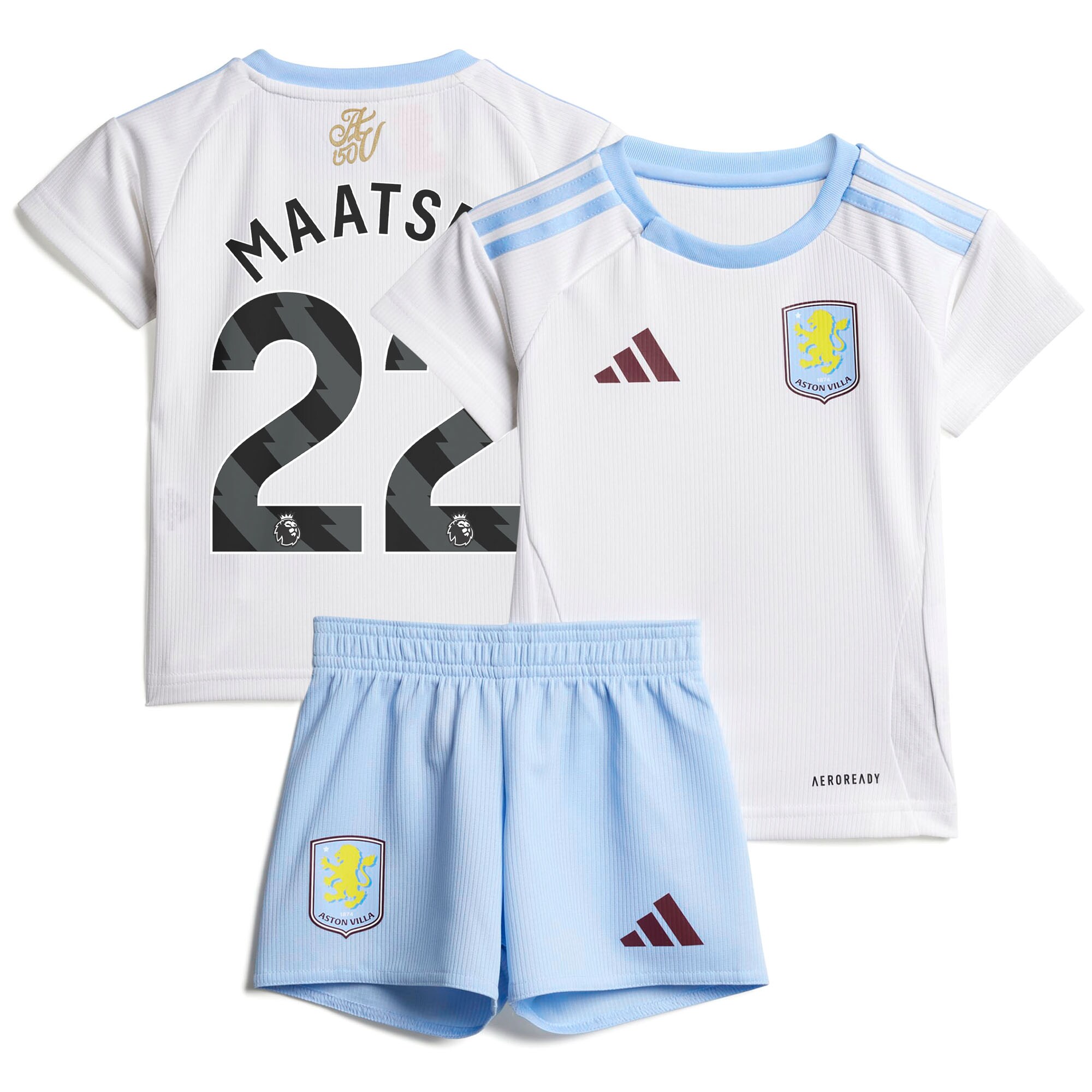Explore the aston villa adidas away baby kit 2024-25 with maatsen 22 printing Collection of Aston Villa jerseys. Authentic, high-quality football shirts for every supporter, available worldwide.