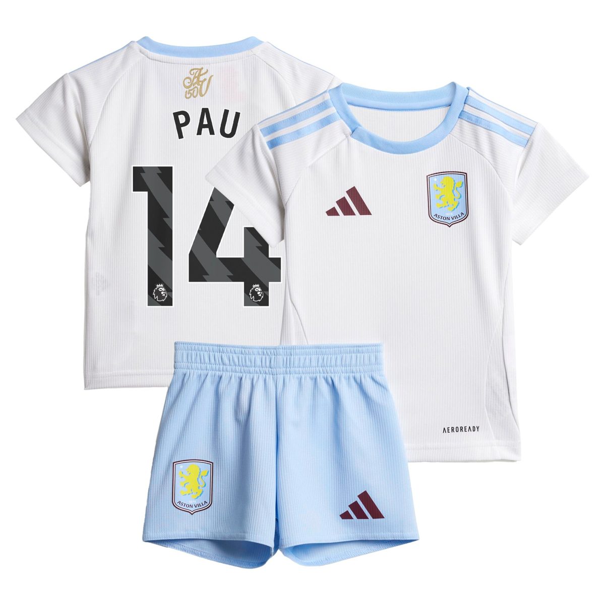 Explore the aston villa adidas away baby kit 2024-25 with pau 14 printing Collection of Aston Villa jerseys. Authentic, high-quality football shirts for every supporter, available worldwide.