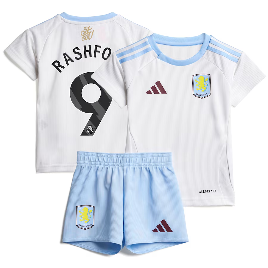 Explore the aston villa adidas away baby kit 2024-25 with rashford 9 printing Collection of Aston Villa jerseys. Authentic, high-quality football shirts for every supporter, available worldwide.