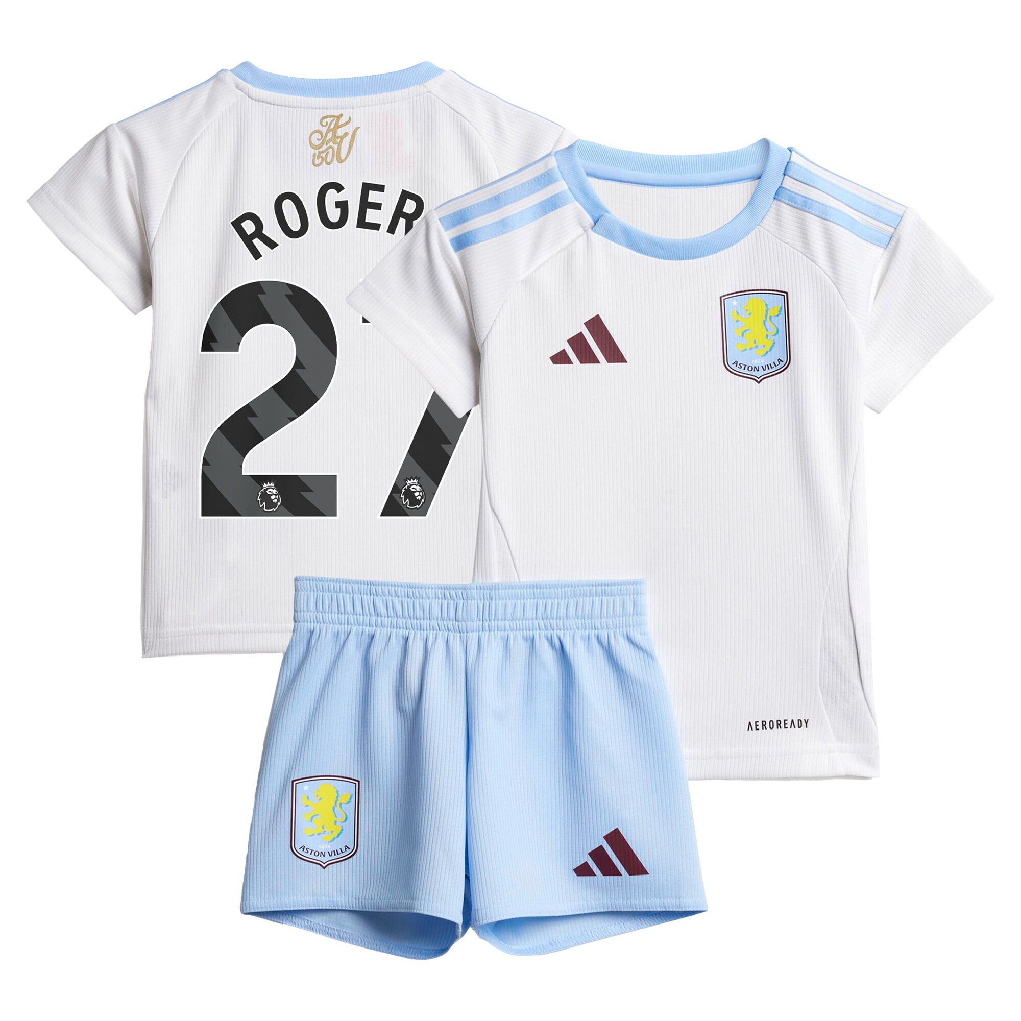 Explore the aston villa adidas away baby kit 2024-25 with rogers 27 printing Collection of Aston Villa jerseys. Authentic, high-quality football shirts for every supporter, available worldwide.