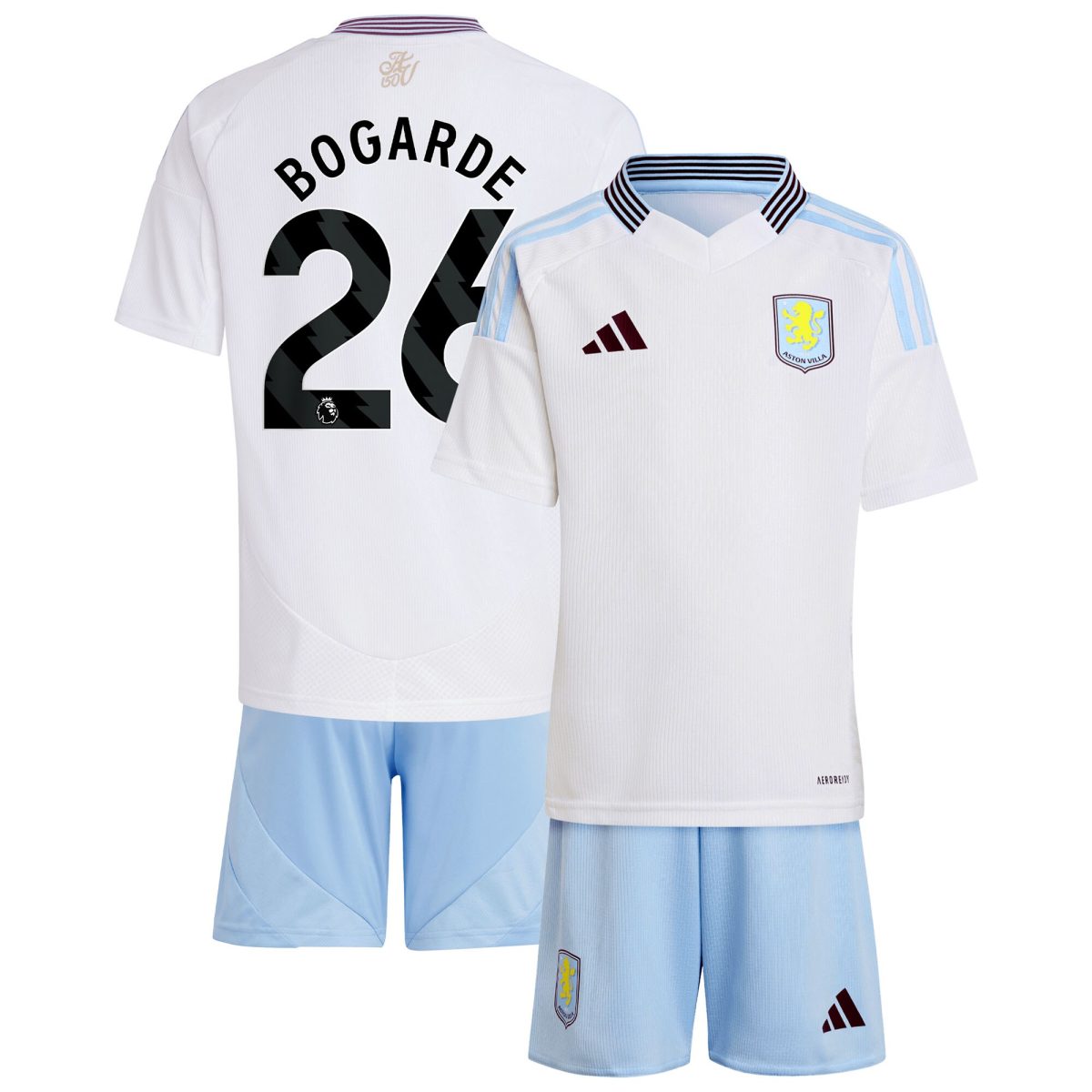 Explore the aston villa adidas away mini kit 2024-25 with bogarde 26 printing Collection of Aston Villa jerseys. Authentic, high-quality football shirts for every supporter, available worldwide.