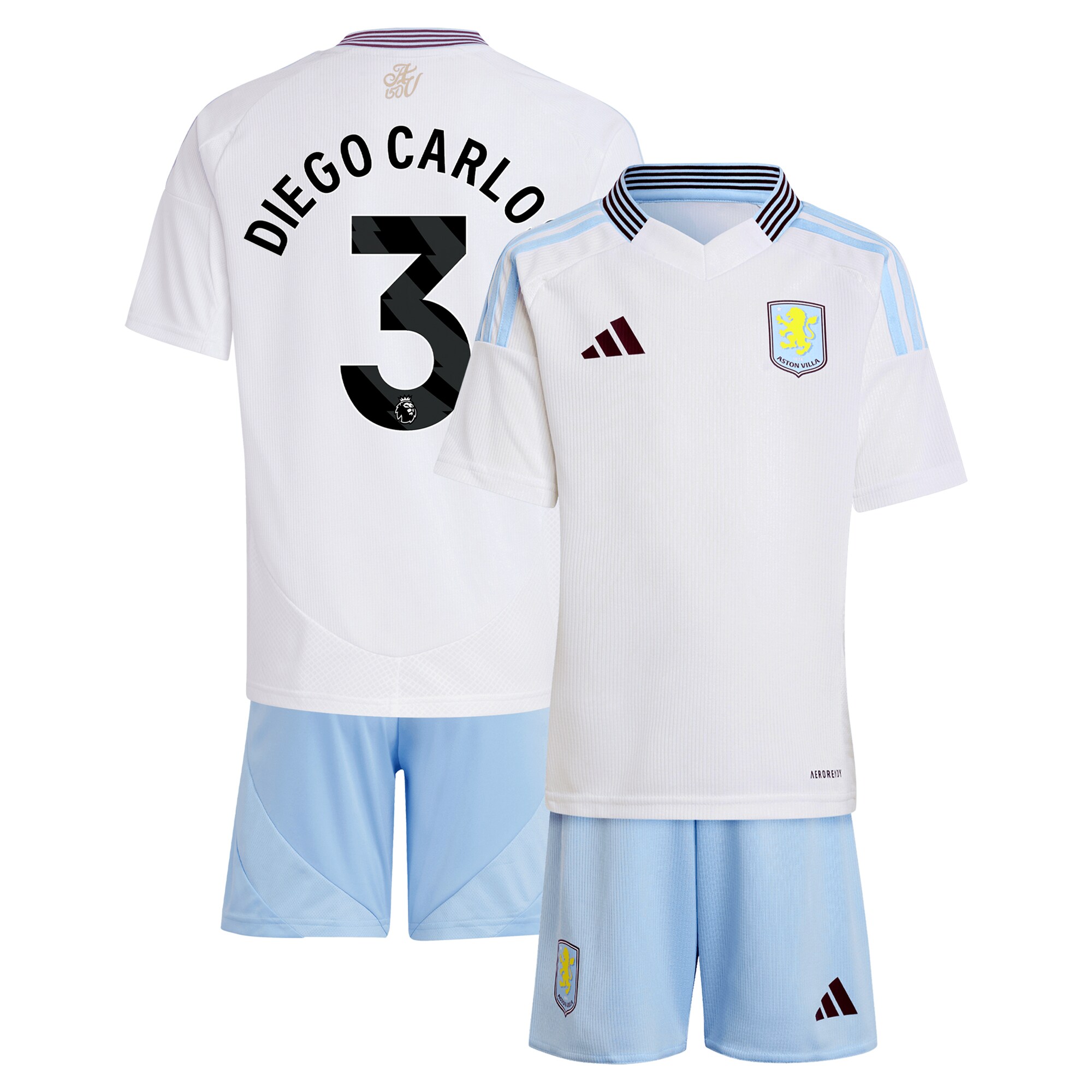 Explore the aston villa adidas away mini kit 2024-25 with diego carlos 3 printing Collection of Aston Villa jerseys. Authentic, high-quality football shirts for every supporter, available worldwide.