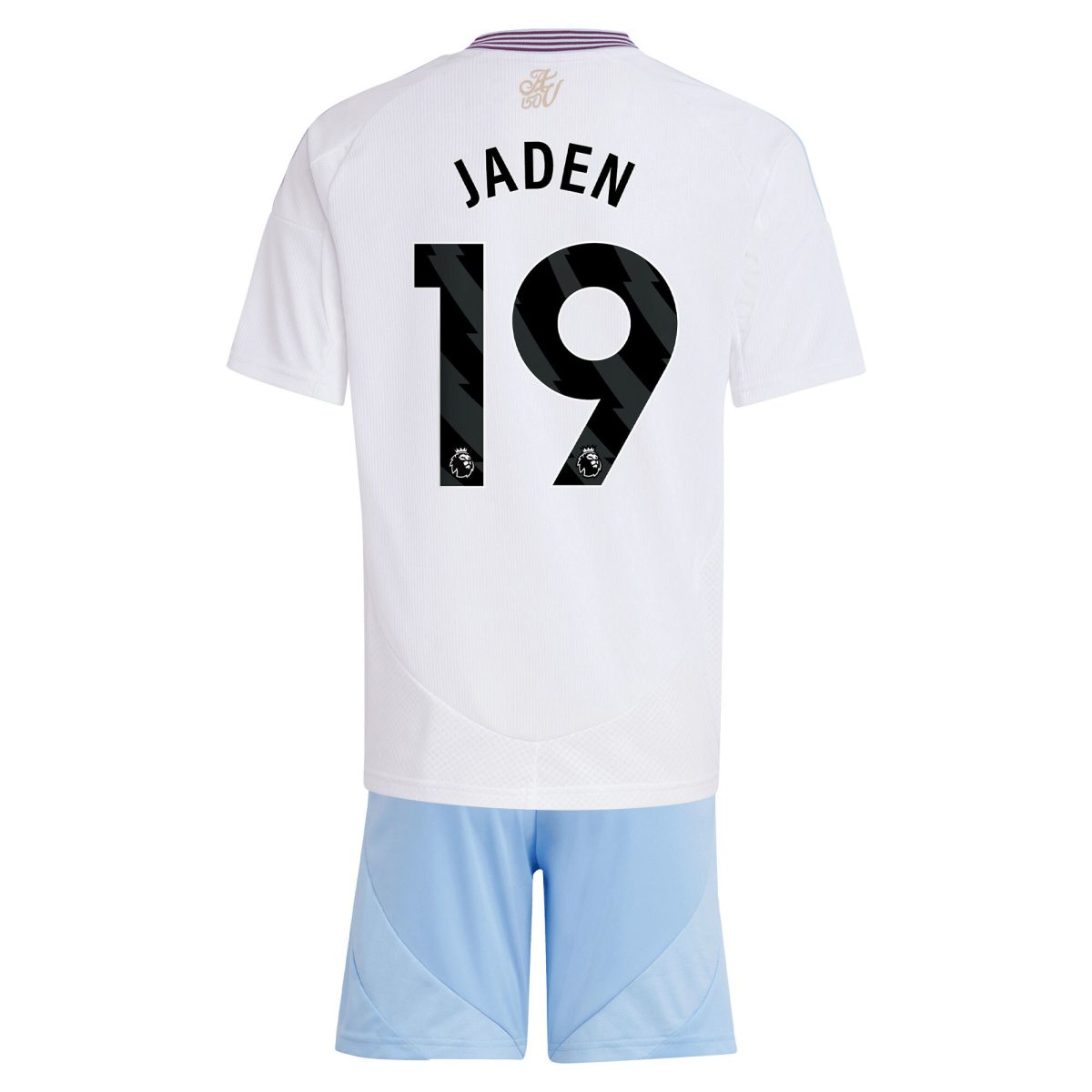 Explore the aston villa adidas away mini kit 2024-25 with jaden 19 printing Collection of Aston Villa jerseys. Authentic, high-quality football shirts for every supporter, available worldwide.