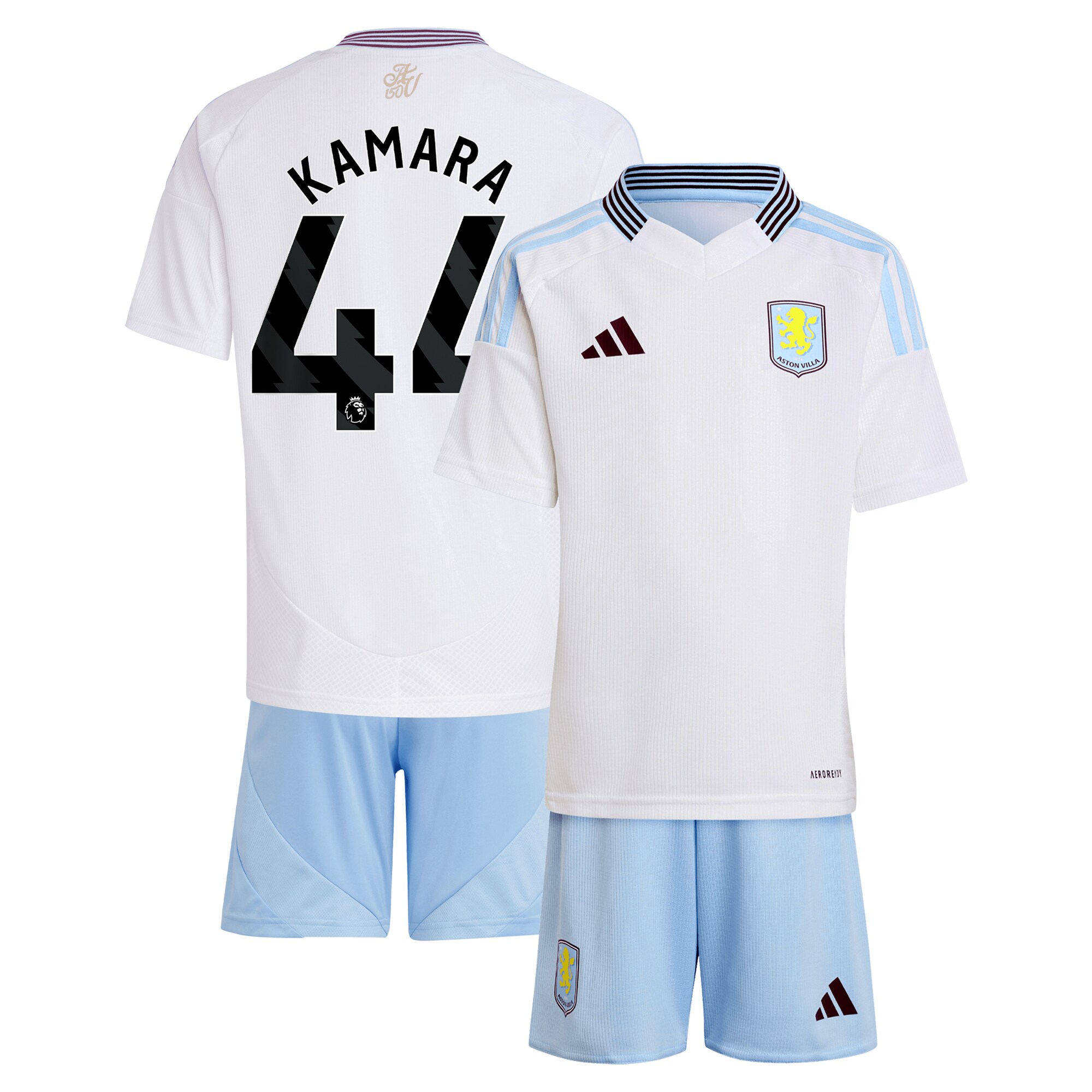 Explore the aston villa adidas away mini kit 2024-25 with kamara 44 printing Collection of Aston Villa jerseys. Authentic, high-quality football shirts for every supporter, available worldwide.