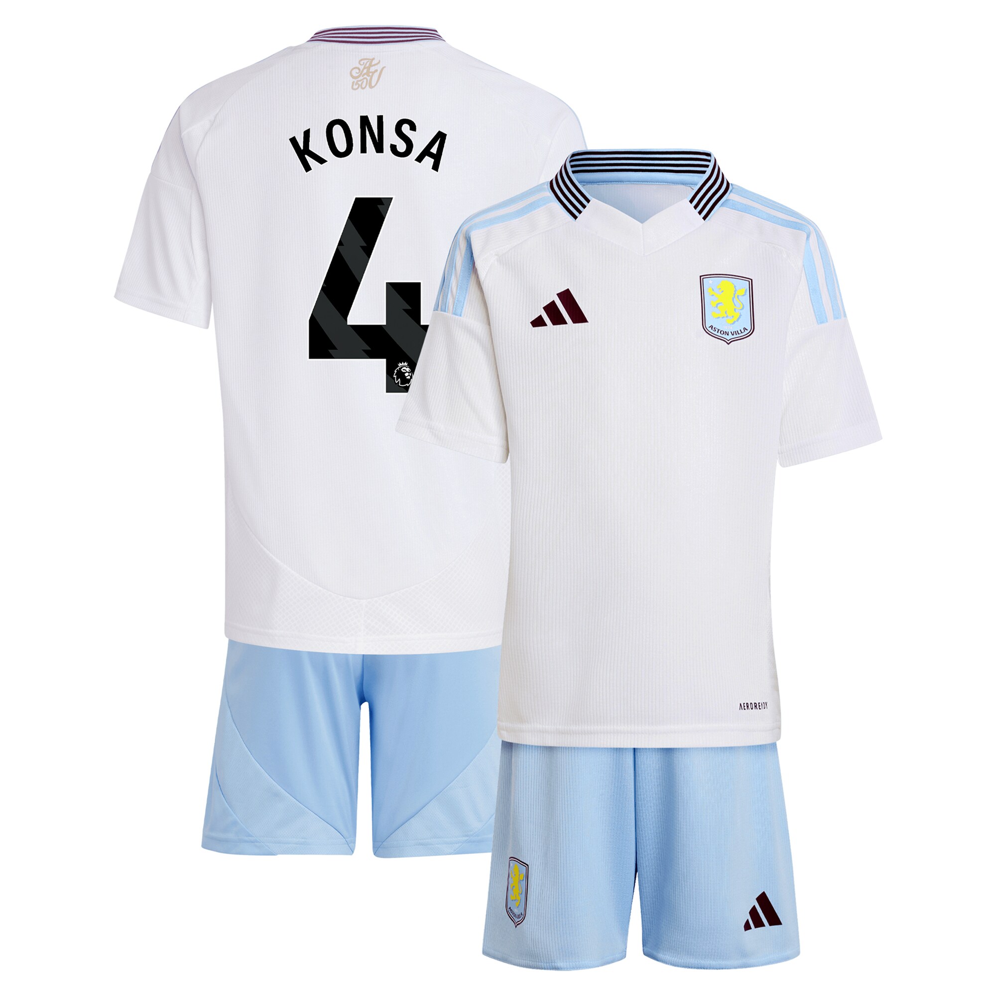 Explore the aston villa adidas away mini kit 2024-25 with konsa 4 printing Collection of Aston Villa jerseys. Authentic, high-quality football shirts for every supporter, available worldwide.