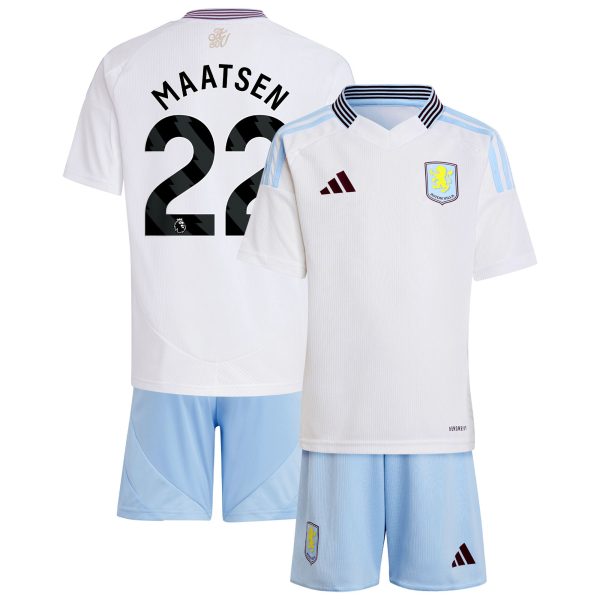Explore the aston villa adidas away mini kit 2024-25 with maatsen 22 printing Collection of Aston Villa jerseys. Authentic, high-quality football shirts for every supporter, available worldwide.