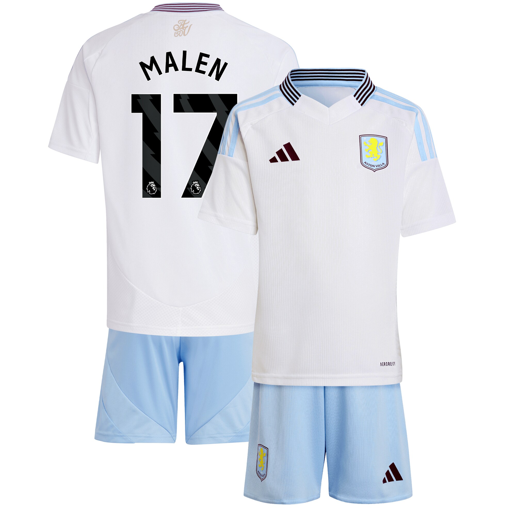 Explore the aston villa adidas away mini kit 2024-25 with malen 17 printing Collection of Aston Villa jerseys. Authentic, high-quality football shirts for every supporter, available worldwide.