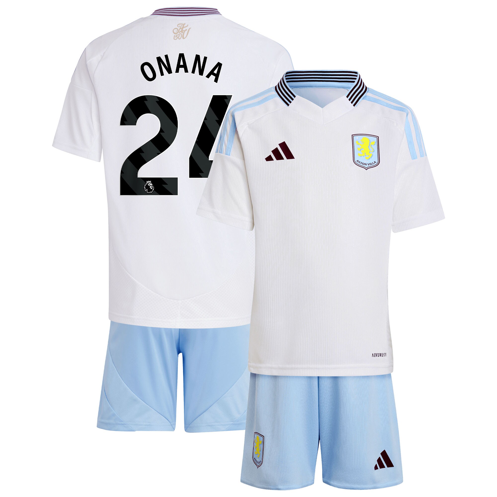 Explore the aston villa adidas away mini kit 2024-25 with onana 24 printing Collection of Aston Villa jerseys. Authentic, high-quality football shirts for every supporter, available worldwide.