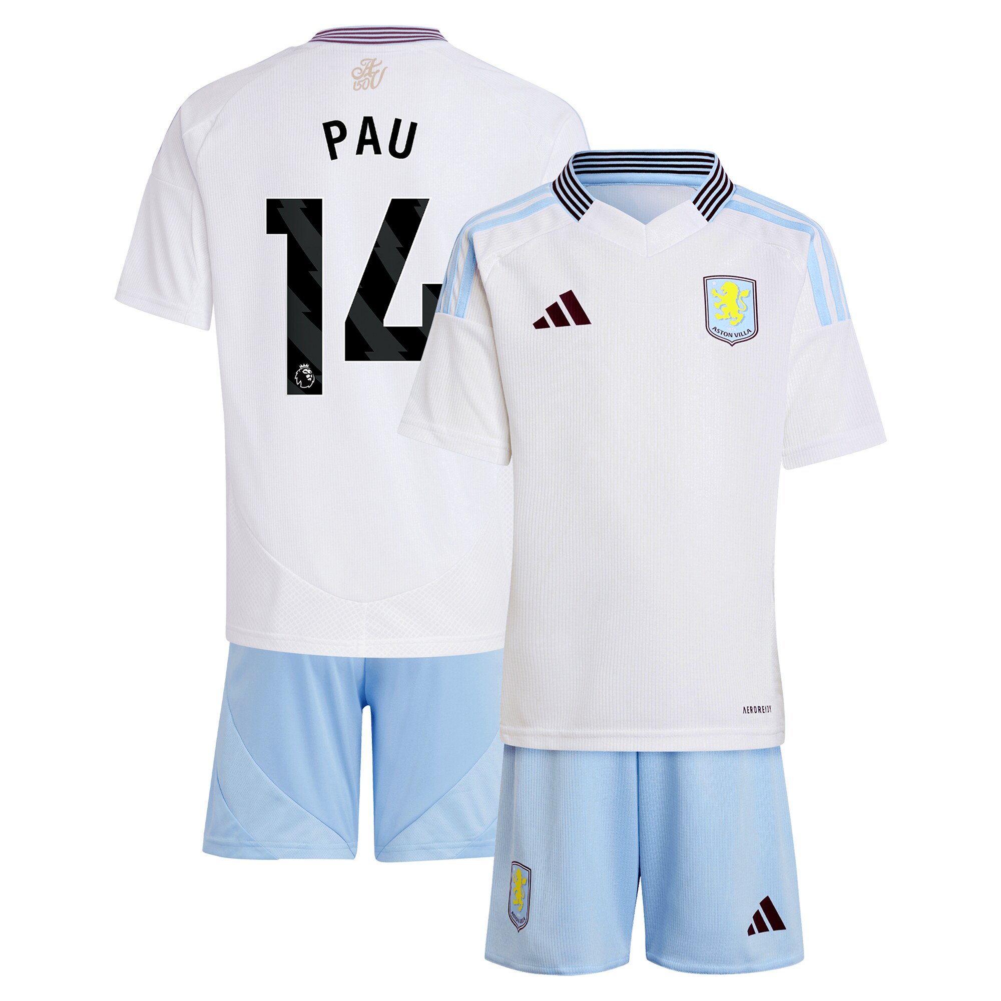 Explore the aston villa adidas away mini kit 2024-25 with pau 14 printing Collection of Aston Villa jerseys. Authentic, high-quality football shirts for every supporter, available worldwide.