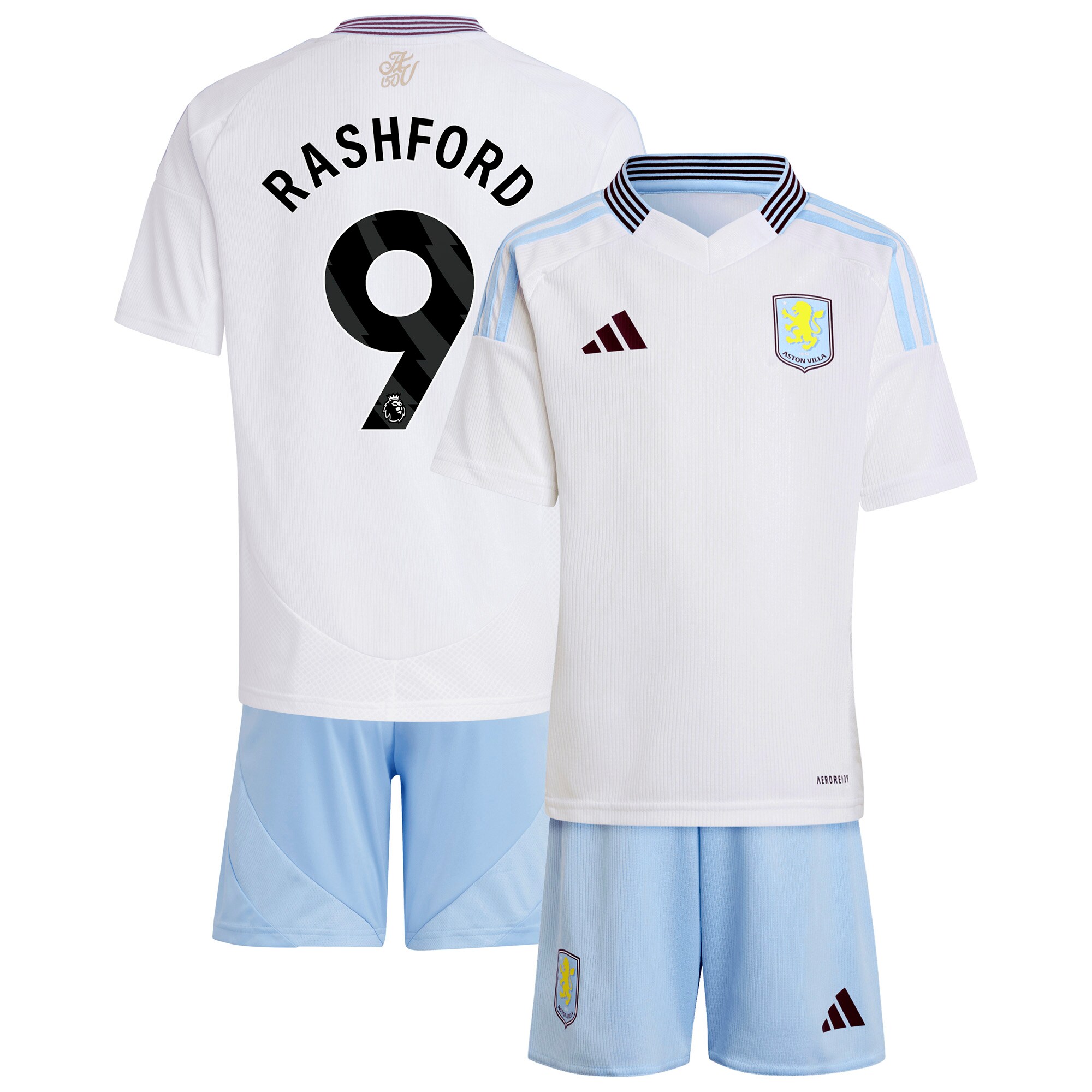 Explore the aston villa adidas away mini kit 2024-25 with rashford 9 printing Collection of Aston Villa jerseys. Authentic, high-quality football shirts for every supporter, available worldwide.