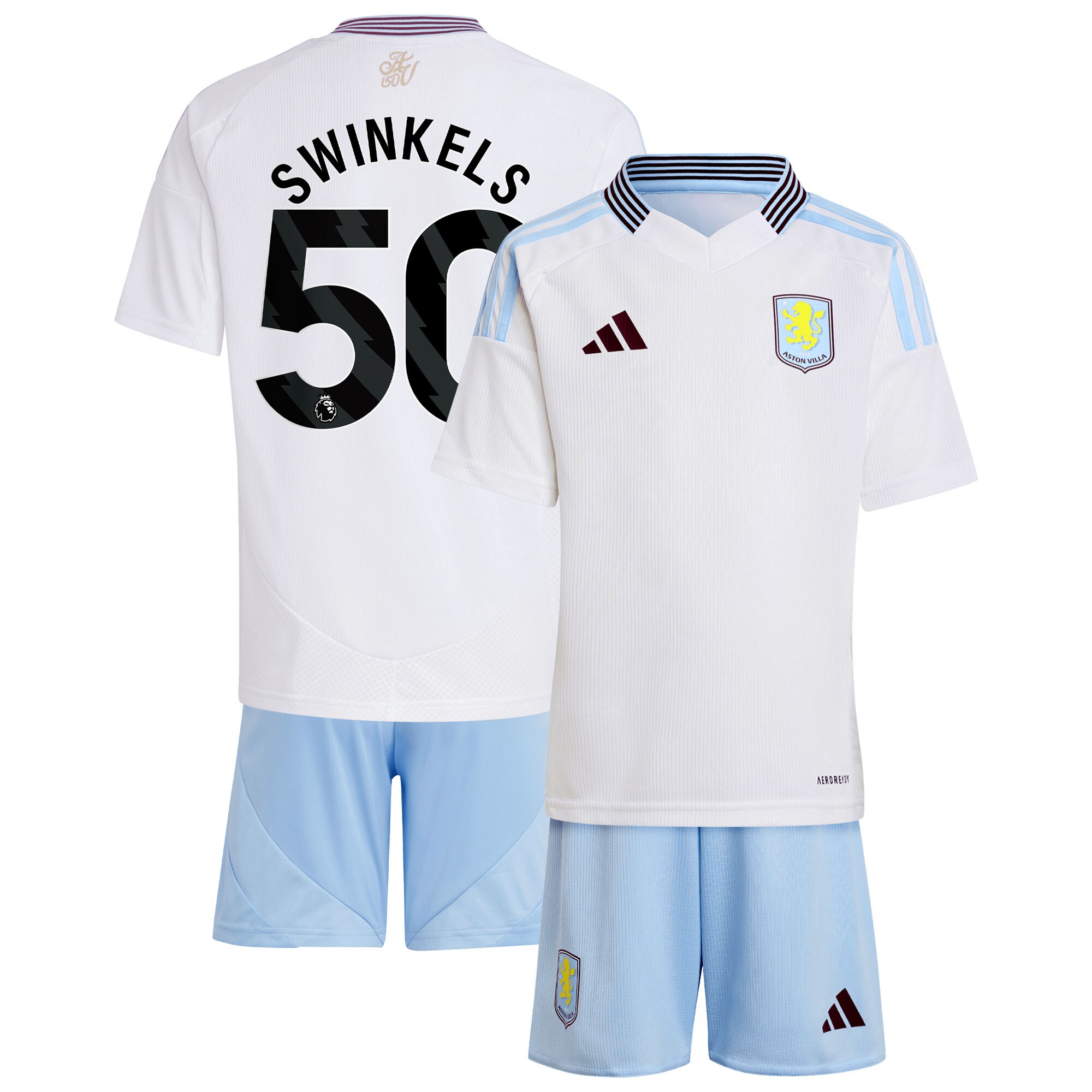 Explore the aston villa adidas away mini kit 2024-25 with swinkels 50 printing Collection of Aston Villa jerseys. Authentic, high-quality football shirts for every supporter, available worldwide.