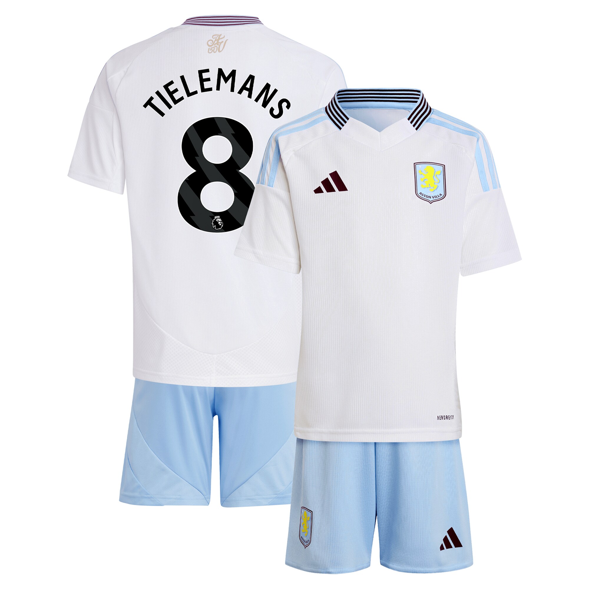 Explore the aston villa adidas away mini kit 2024-25 with tielemans 8 printing Collection of Aston Villa jerseys. Authentic, high-quality football shirts for every supporter, available worldwide.