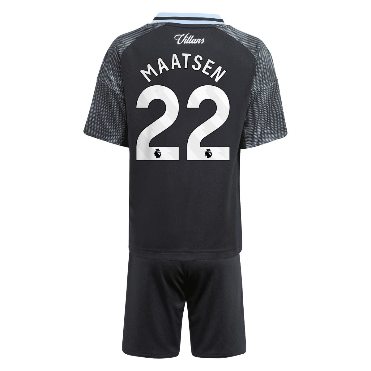 Explore the aston villa adidas away mini kit 2025-26 with maatsen 22 printing Collection of Aston Villa jerseys. Authentic, high-quality football shirts for every supporter, available worldwide.