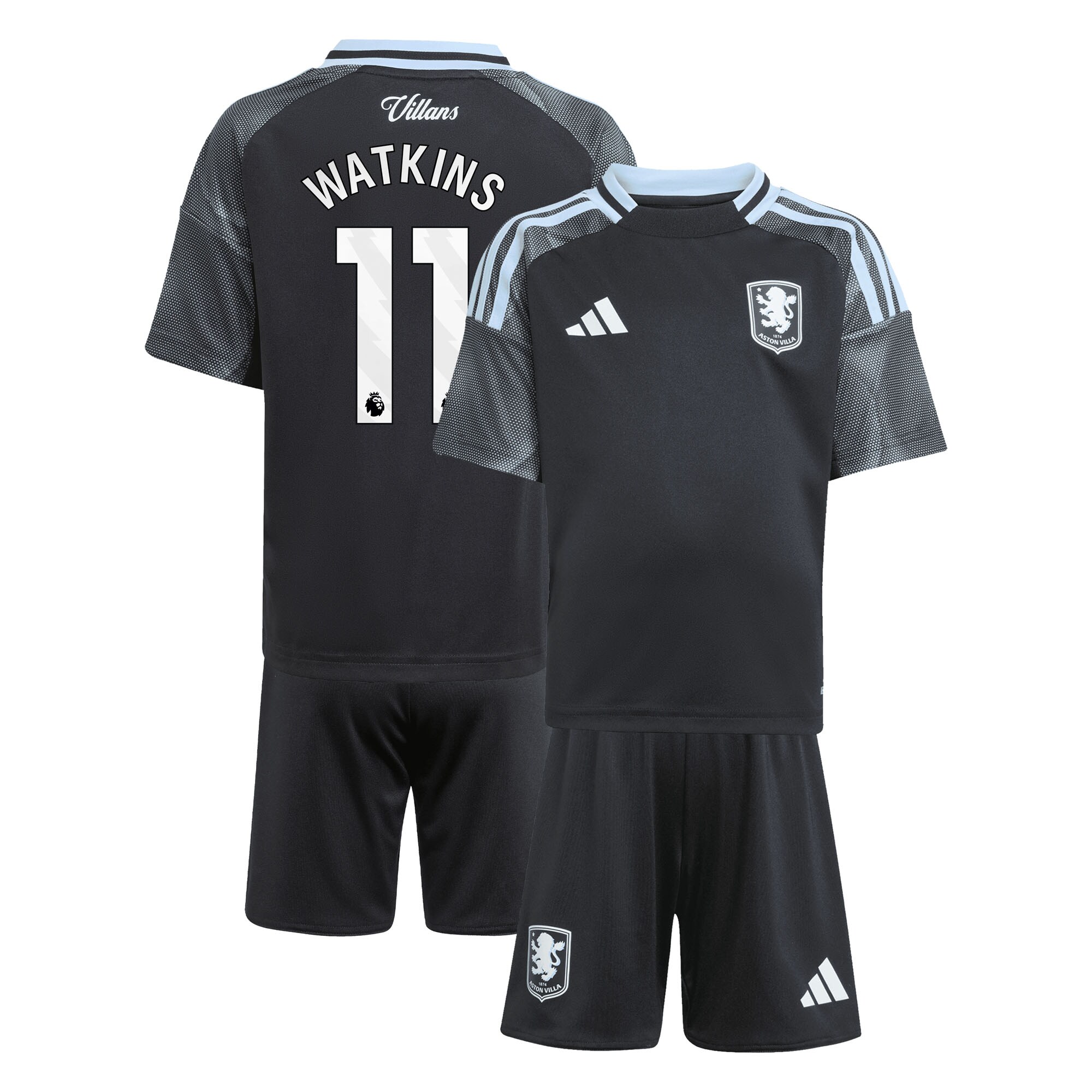 Explore the aston villa adidas away mini kit 2025-26 with watkins 11 printing Collection of Aston Villa jerseys. Authentic, high-quality football shirts for every supporter, available worldwide.