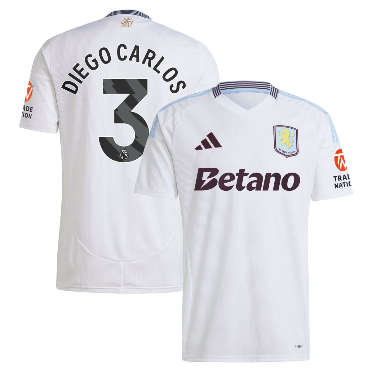 Explore the aston villa adidas away shirt 2024-25 with diego carlos 3 printing Collection of Aston Villa jerseys. Authentic, high-quality football shirts for every supporter, available worldwide.
