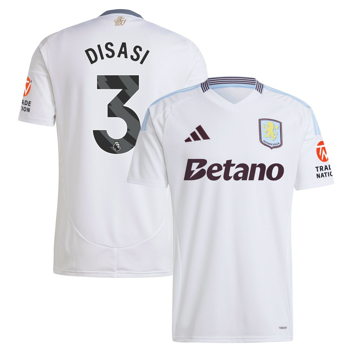 Explore the aston villa adidas away shirt 2024-25 with disasi 3 printing Collection of Aston Villa jerseys. Authentic, high-quality football shirts for every supporter, available worldwide.
