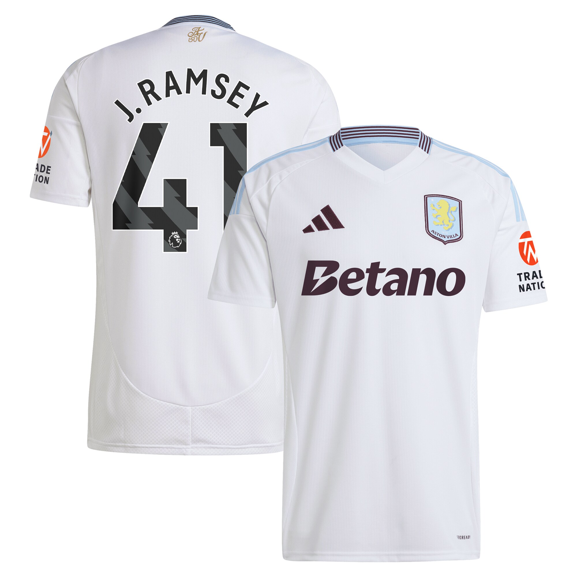 Explore the aston villa adidas away shirt 2024-25 with j. ramsey 41 printing Collection of Aston Villa jerseys. Authentic, high-quality football shirts for every supporter, available worldwide.