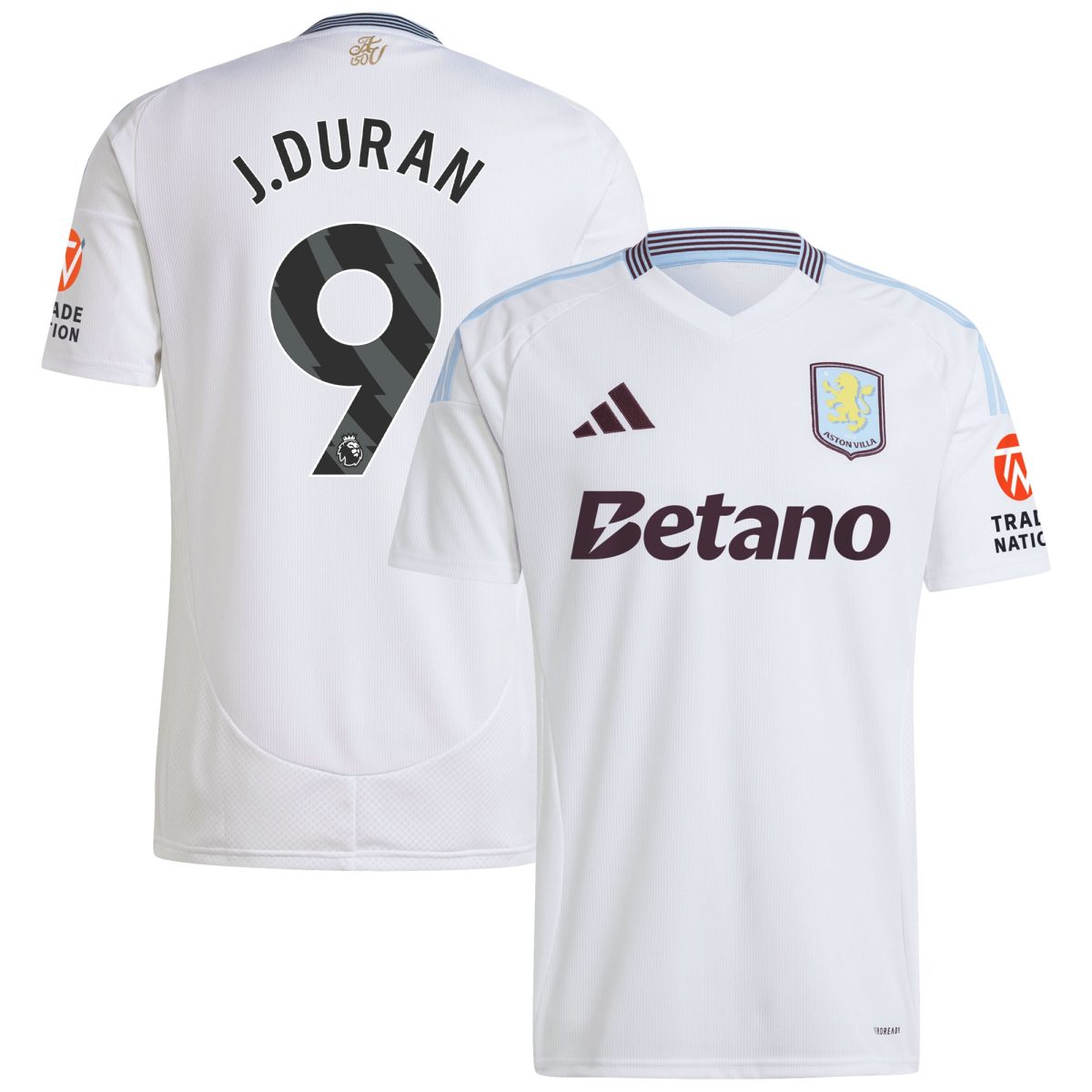 Explore the aston villa adidas away shirt 2024-25 with j.duran 9 printing Collection of Aston Villa jerseys. Authentic, high-quality football shirts for every supporter, available worldwide.