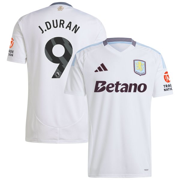 Explore the aston villa adidas away shirt 2024-25 with j.duran 9 printing Collection of Aston Villa jerseys. Authentic, high-quality football shirts for every supporter, available worldwide.