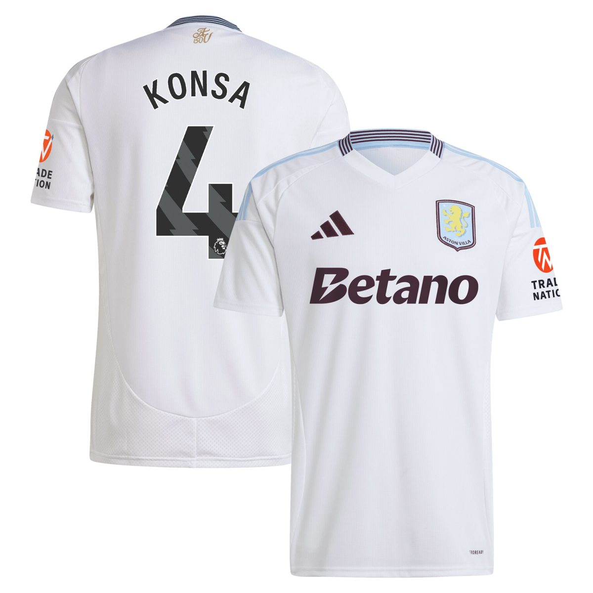 Explore the aston villa adidas away shirt 2024-25 with konsa 4 printing Collection of Aston Villa jerseys. Authentic, high-quality football shirts for every supporter, available worldwide.
