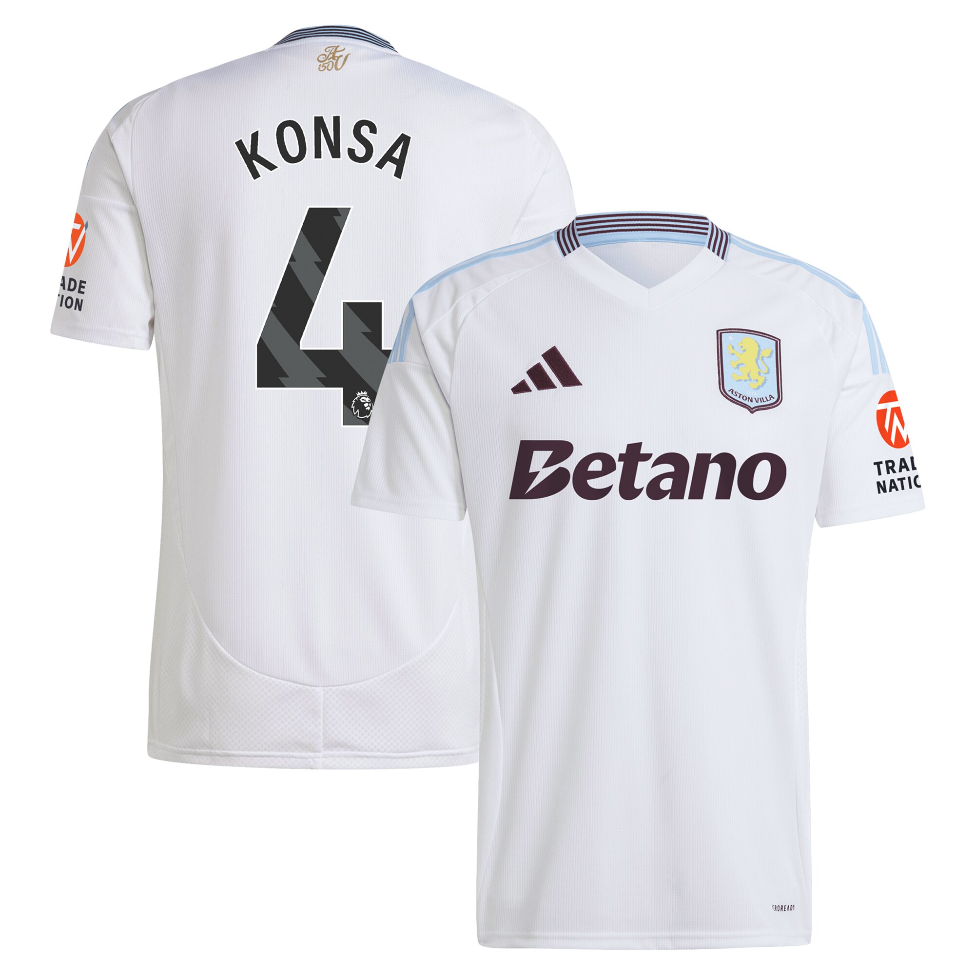 Explore the aston villa adidas away shirt 2024-25 with konsa 4 printing Collection of Aston Villa jerseys. Authentic, high-quality football shirts for every supporter, available worldwide.
