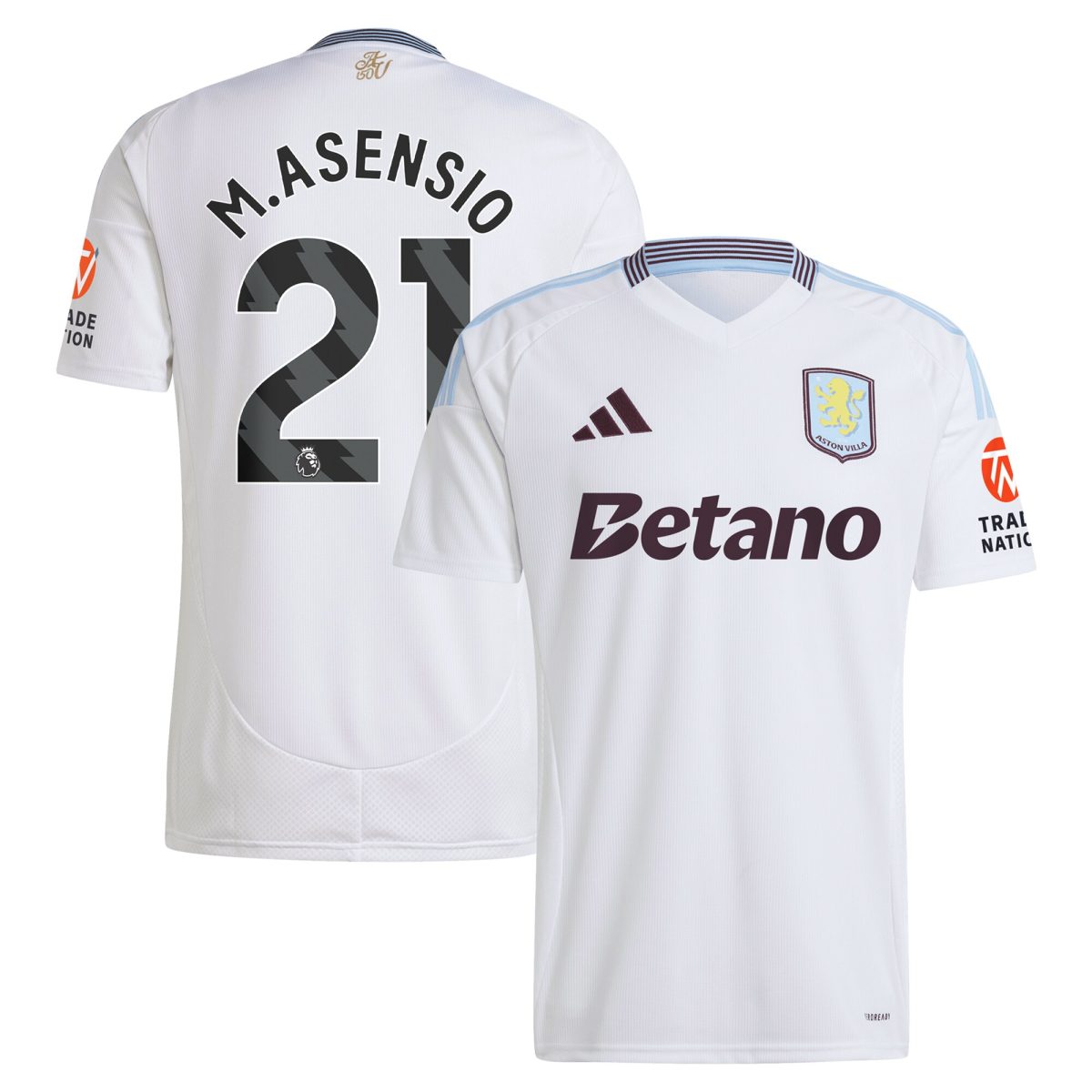 Explore the aston villa adidas away shirt 2024-25 with m.asensio 21 printing Collection of Aston Villa jerseys. Authentic, high-quality football shirts for every supporter, available worldwide.
