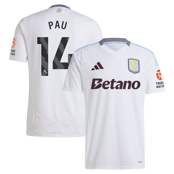 Explore the aston villa adidas away shirt 2024-25 with pau 14 printing Collection of Aston Villa jerseys. Authentic, high-quality football shirts for every supporter, available worldwide.
