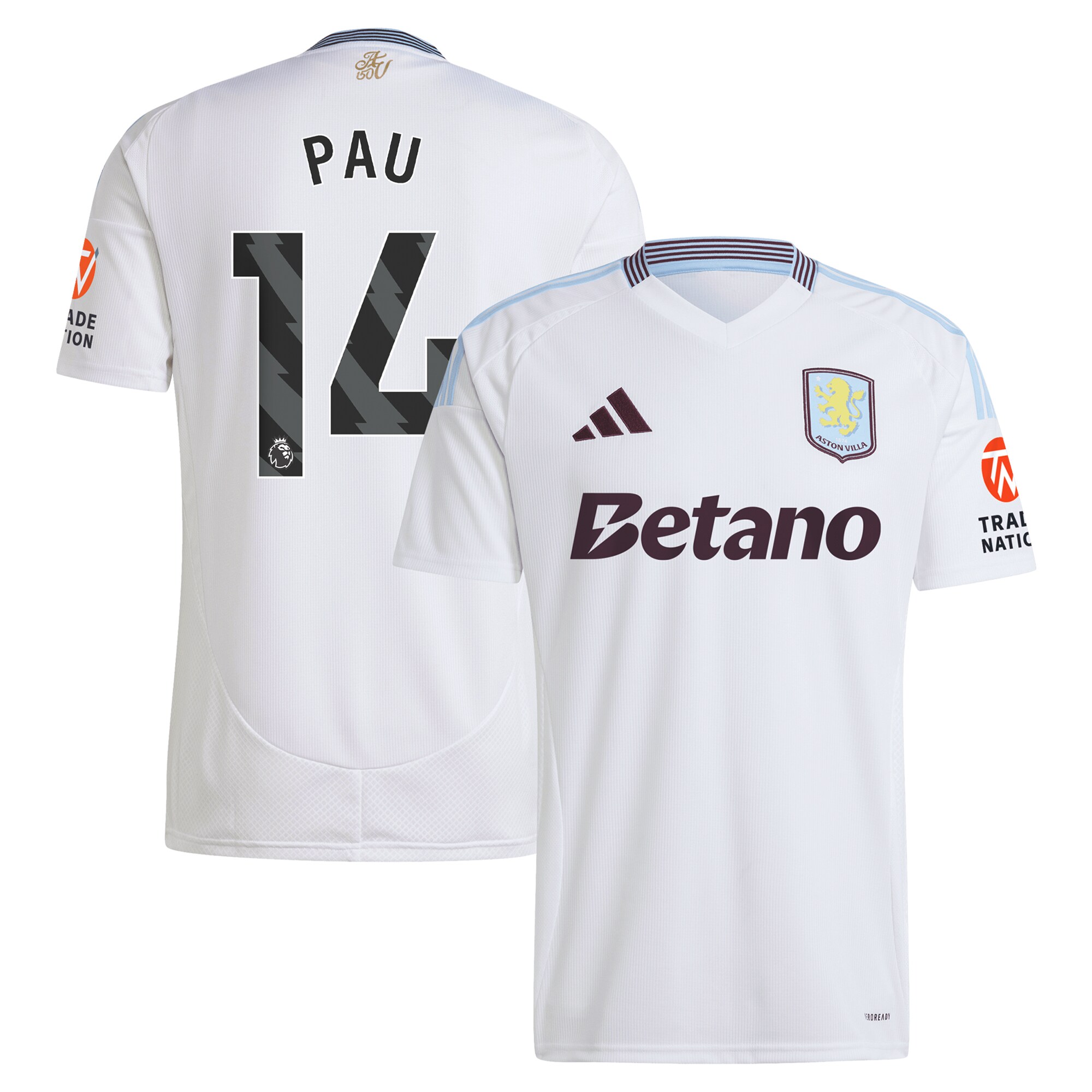 Explore the aston villa adidas away shirt 2024-25 with pau 14 printing Collection of Aston Villa jerseys. Authentic, high-quality football shirts for every supporter, available worldwide.
