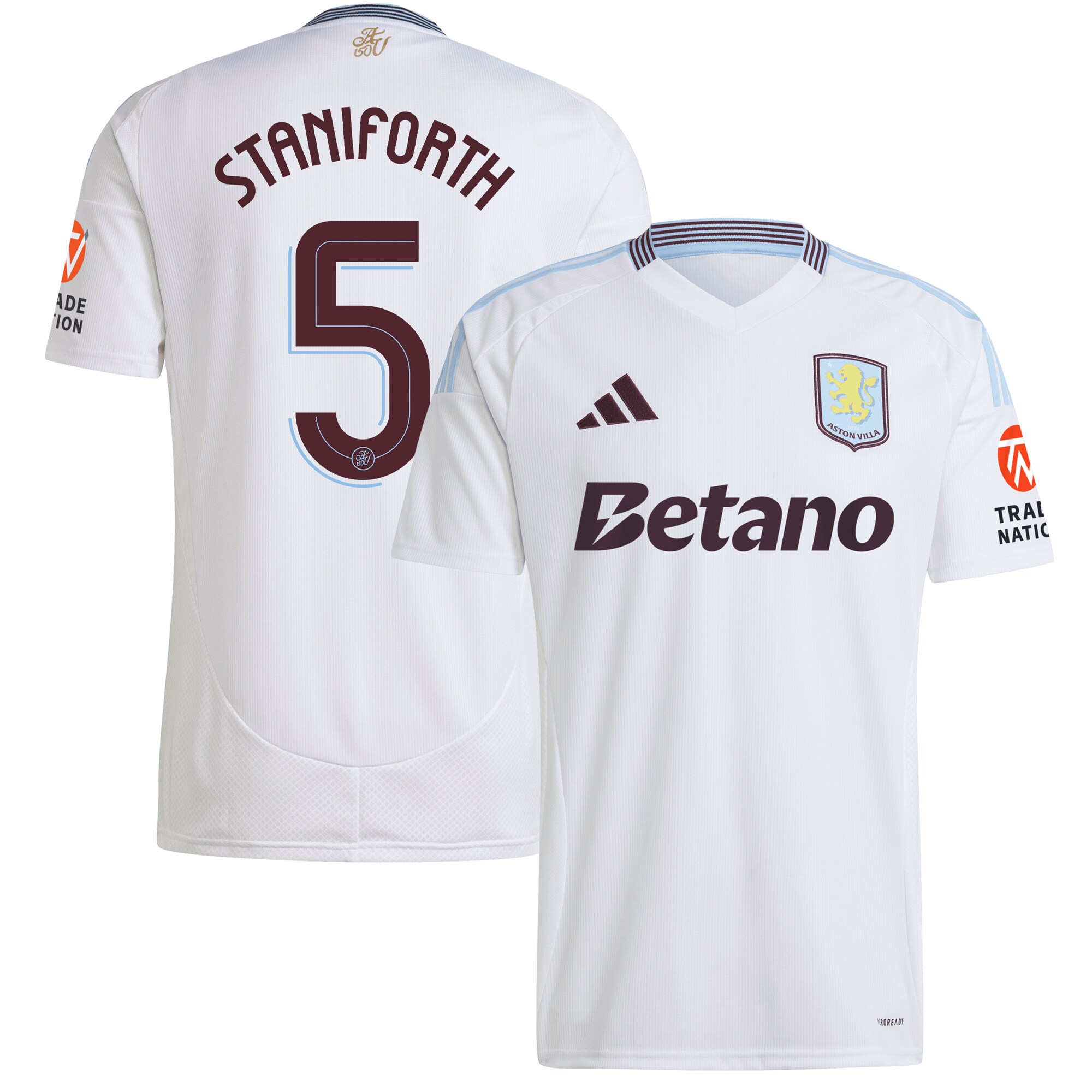 Explore the aston villa adidas away shirt 2024-25 with staniforth 5 cup printing Collection of Aston Villa jerseys. Authentic, high-quality football shirts for every supporter, available worldwide.