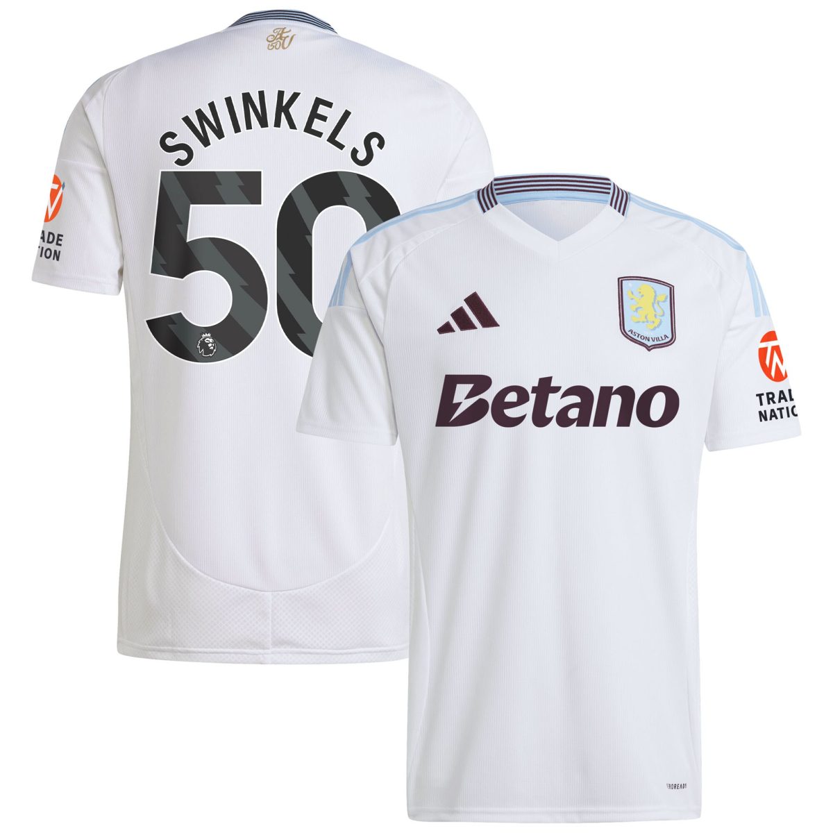 Explore the aston villa adidas away shirt 2024-25 with swinkels 50 printing Collection of Aston Villa jerseys. Authentic, high-quality football shirts for every supporter, available worldwide.