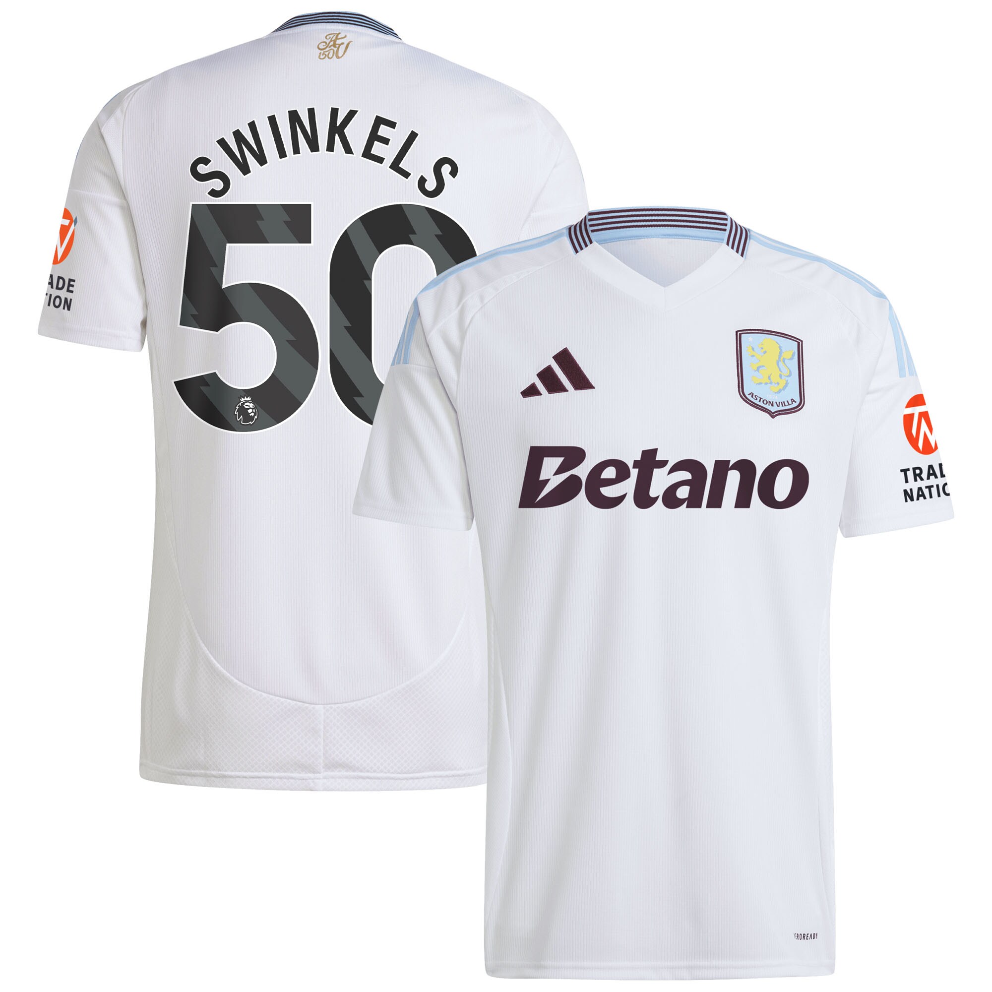 Explore the aston villa adidas away shirt 2024-25 with swinkels 50 printing Collection of Aston Villa jerseys. Authentic, high-quality football shirts for every supporter, available worldwide.