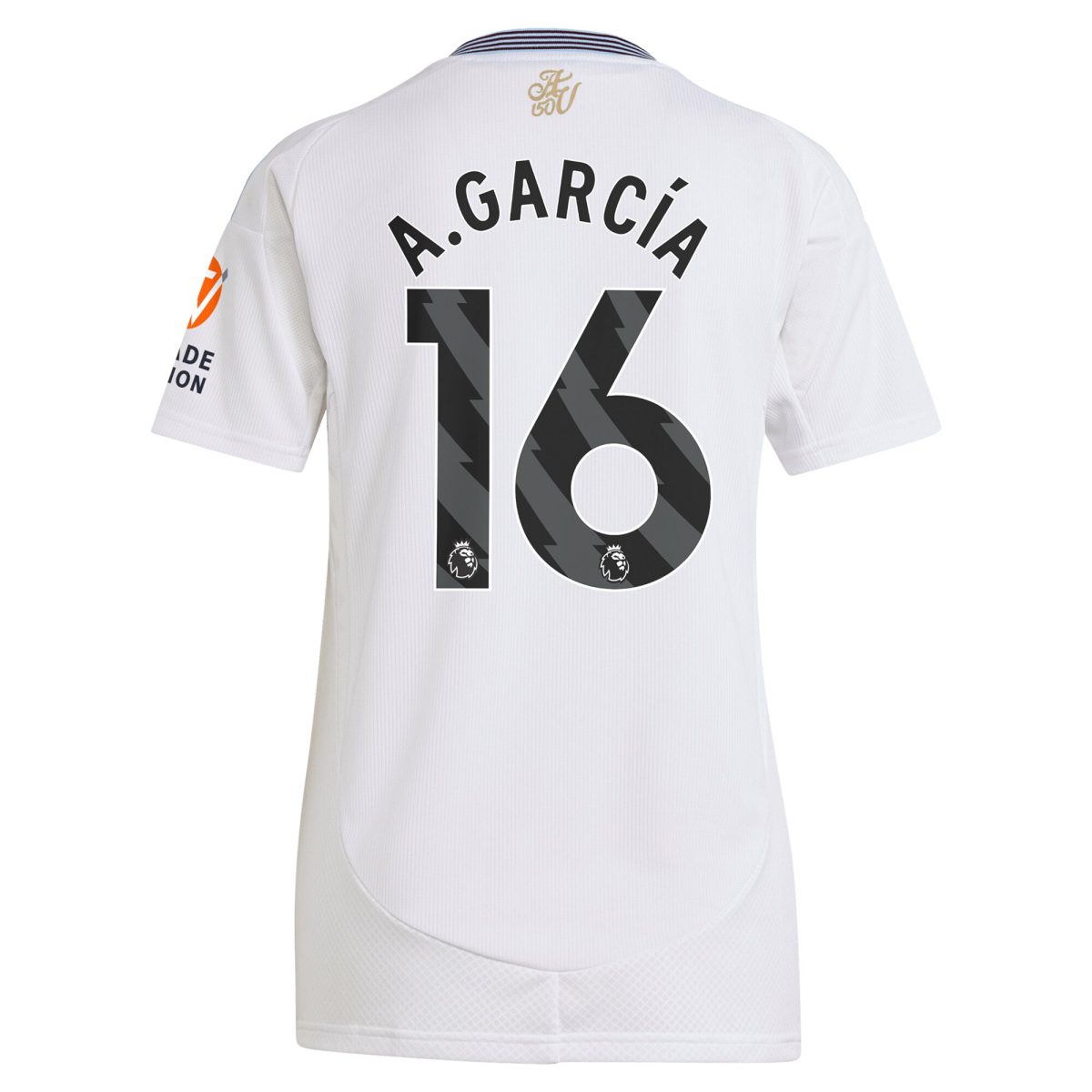 Explore the aston villa adidas away shirt 2024-25 – womens with a.garcía 16 printing Collection of Aston Villa jerseys. Authentic, high-quality football shirts for every supporter, available worldwide.