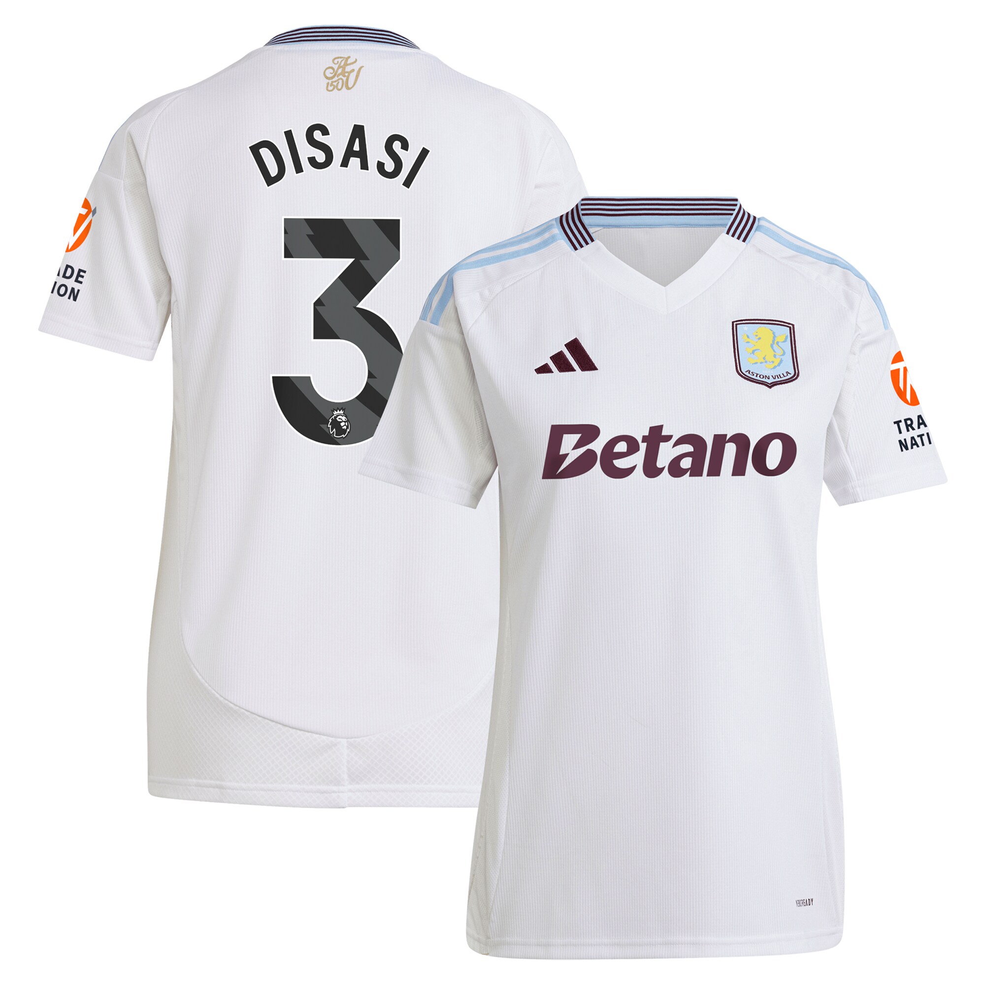 Explore the aston villa adidas away shirt 2024-25 – womens with disasi 3 printing Collection of Aston Villa jerseys. Authentic, high-quality football shirts for every supporter, available worldwide.