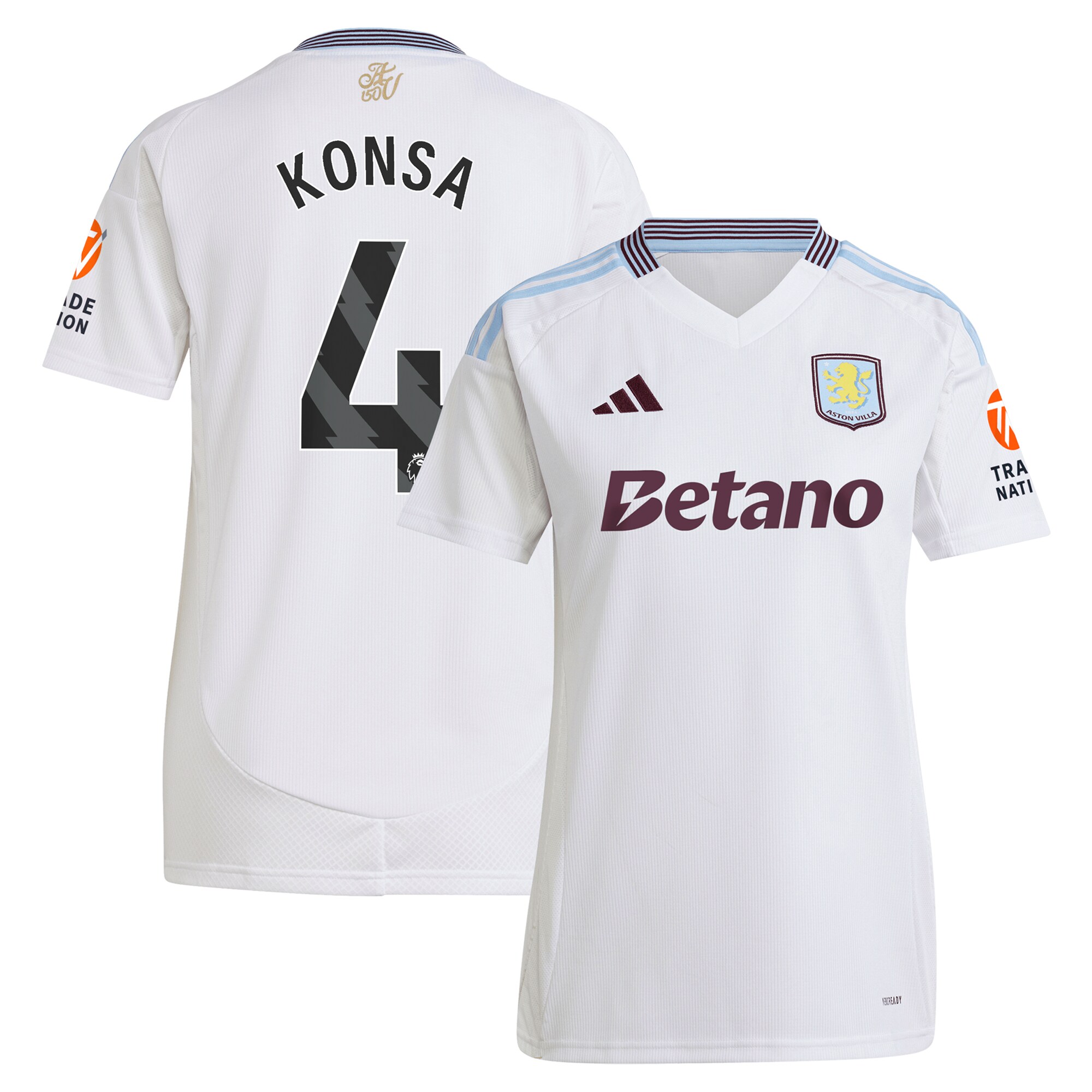 Explore the aston villa adidas away shirt 2024-25 – womens with konsa 4 printing Collection of Aston Villa jerseys. Authentic, high-quality football shirts for every supporter, available worldwide.