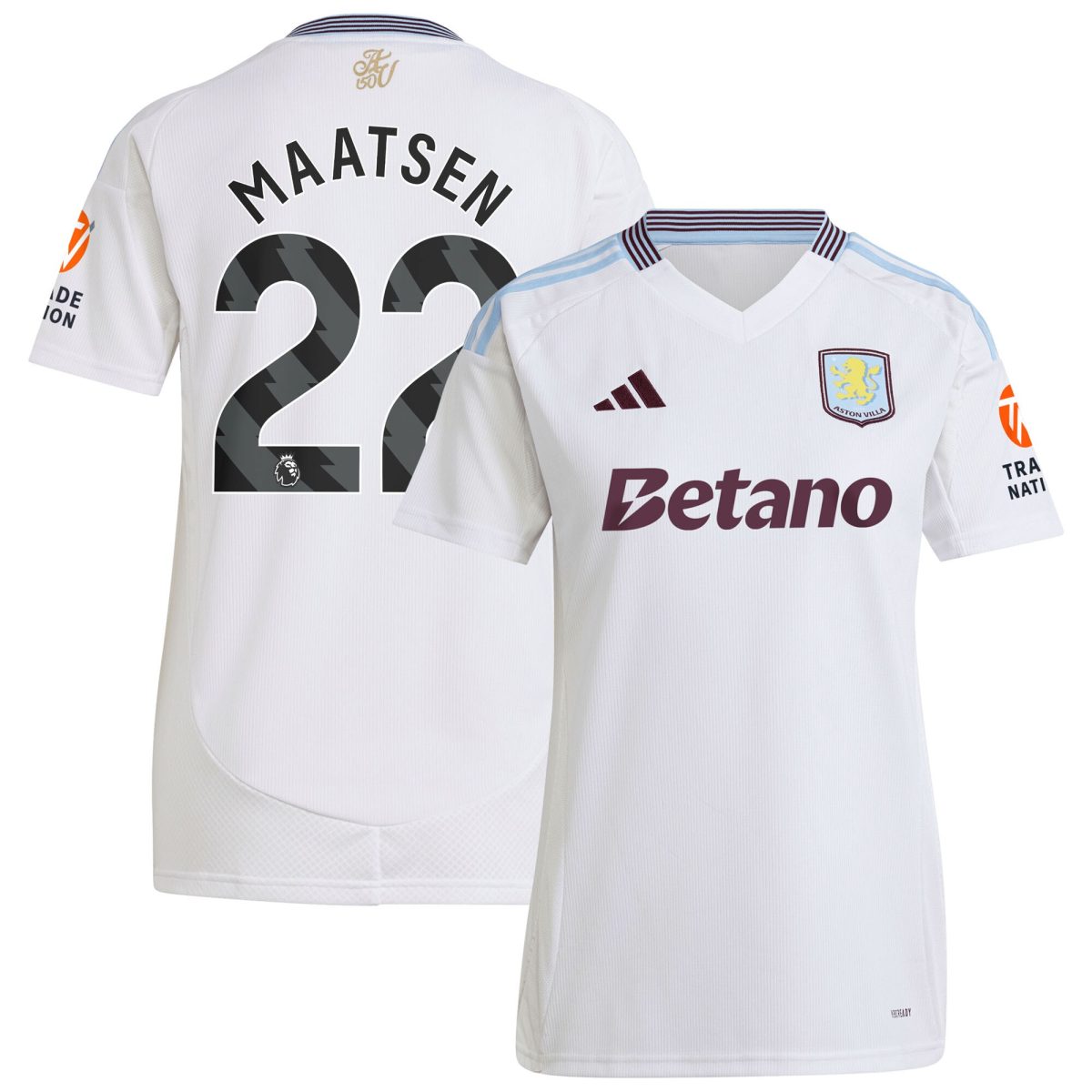 Explore the aston villa adidas away shirt 2024-25 – womens with maatsen 22 printing Collection of Aston Villa jerseys. Authentic, high-quality football shirts for every supporter, available worldwide.