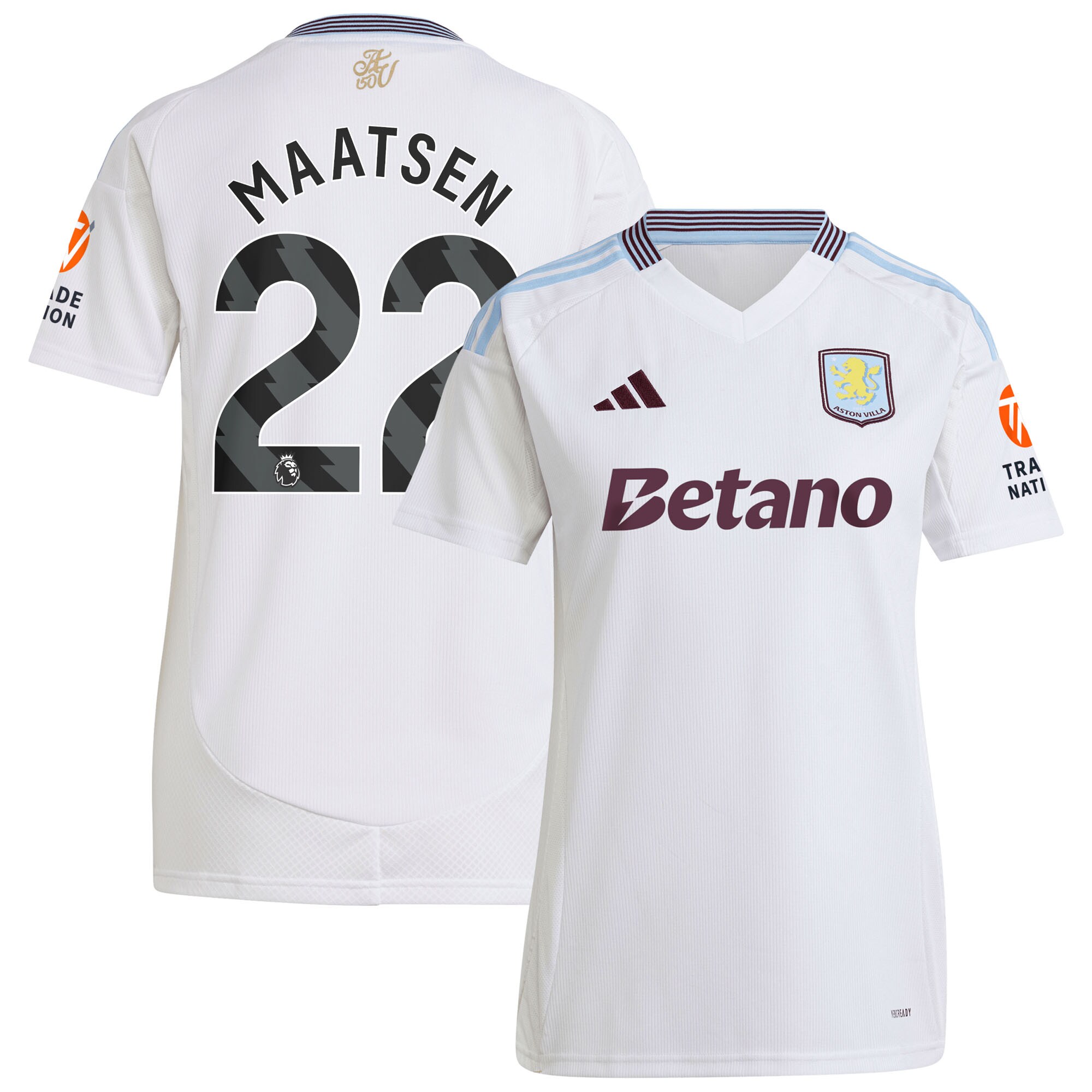Explore the aston villa adidas away shirt 2024-25 – womens with maatsen 22 printing Collection of Aston Villa jerseys. Authentic, high-quality football shirts for every supporter, available worldwide.
