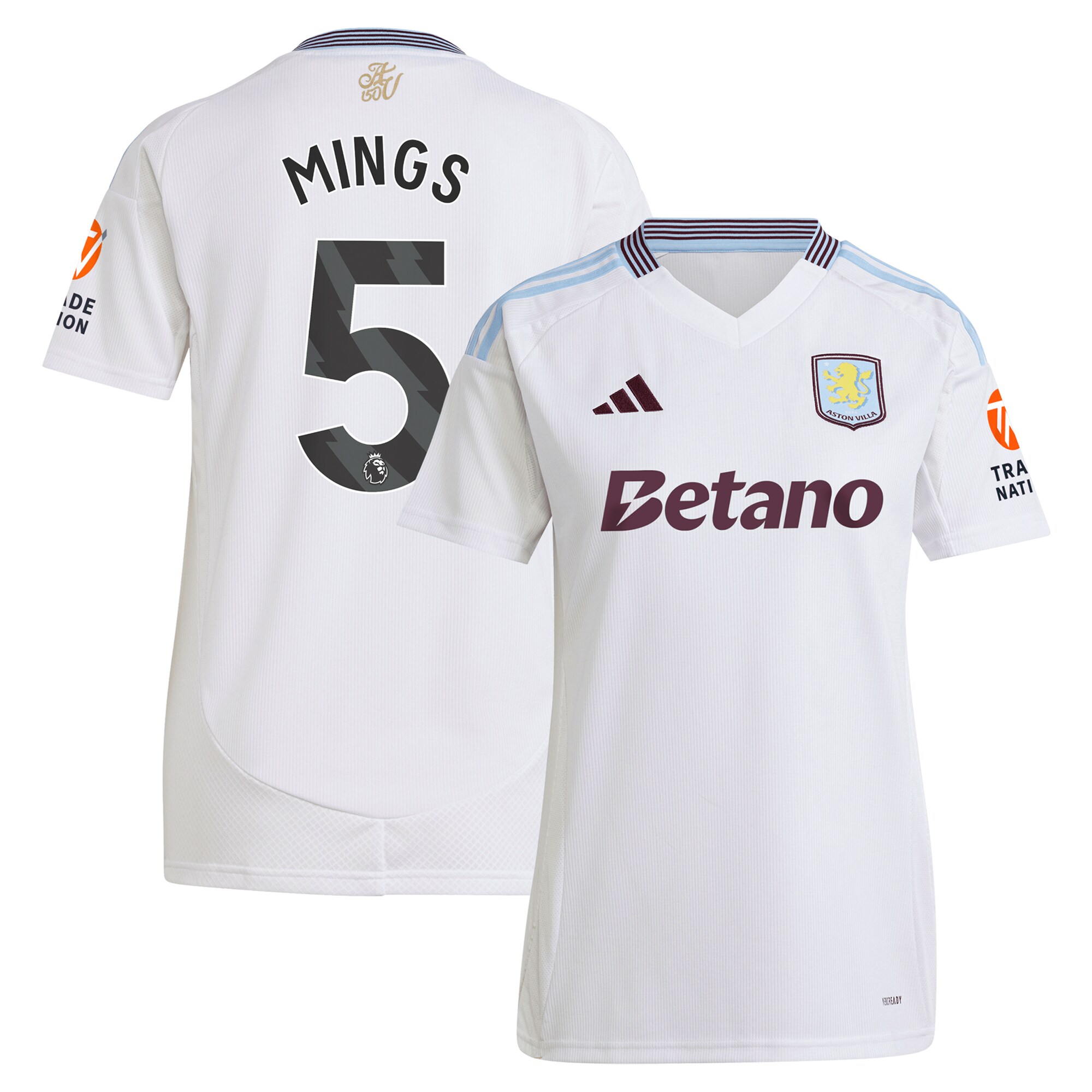 Explore the aston villa adidas away shirt 2024-25 – womens with mings 5 printing Collection of Aston Villa jerseys. Authentic, high-quality football shirts for every supporter, available worldwide.