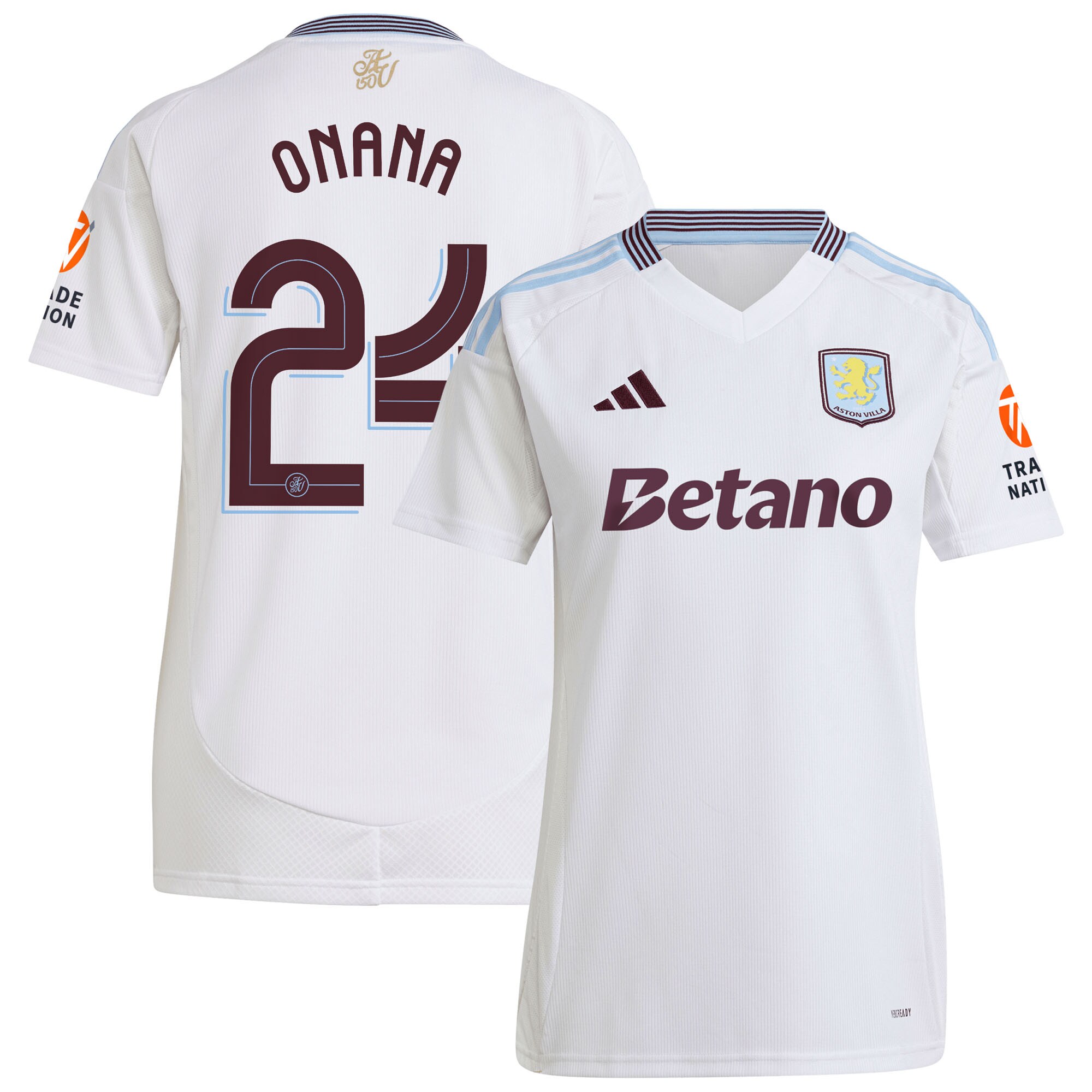 Explore the aston villa adidas away shirt 2024-25 – womens with onana 24 cup printing Collection of Aston Villa jerseys. Authentic, high-quality football shirts for every supporter, available worldwide.