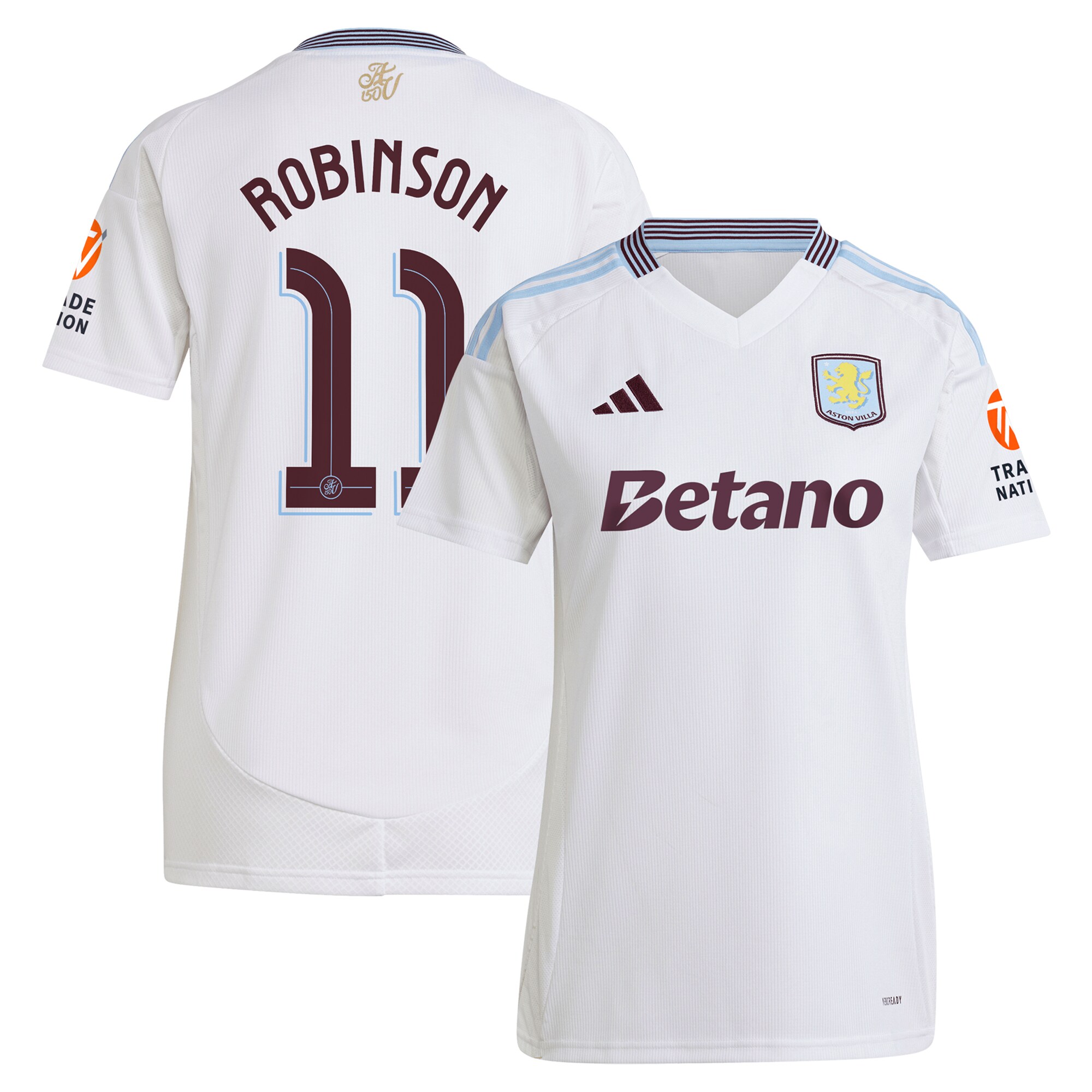 Explore the aston villa adidas away shirt 2024-25 – womens with robinson 11 cup printing Collection of Aston Villa jerseys. Authentic, high-quality football shirts for every supporter, available worldwide.