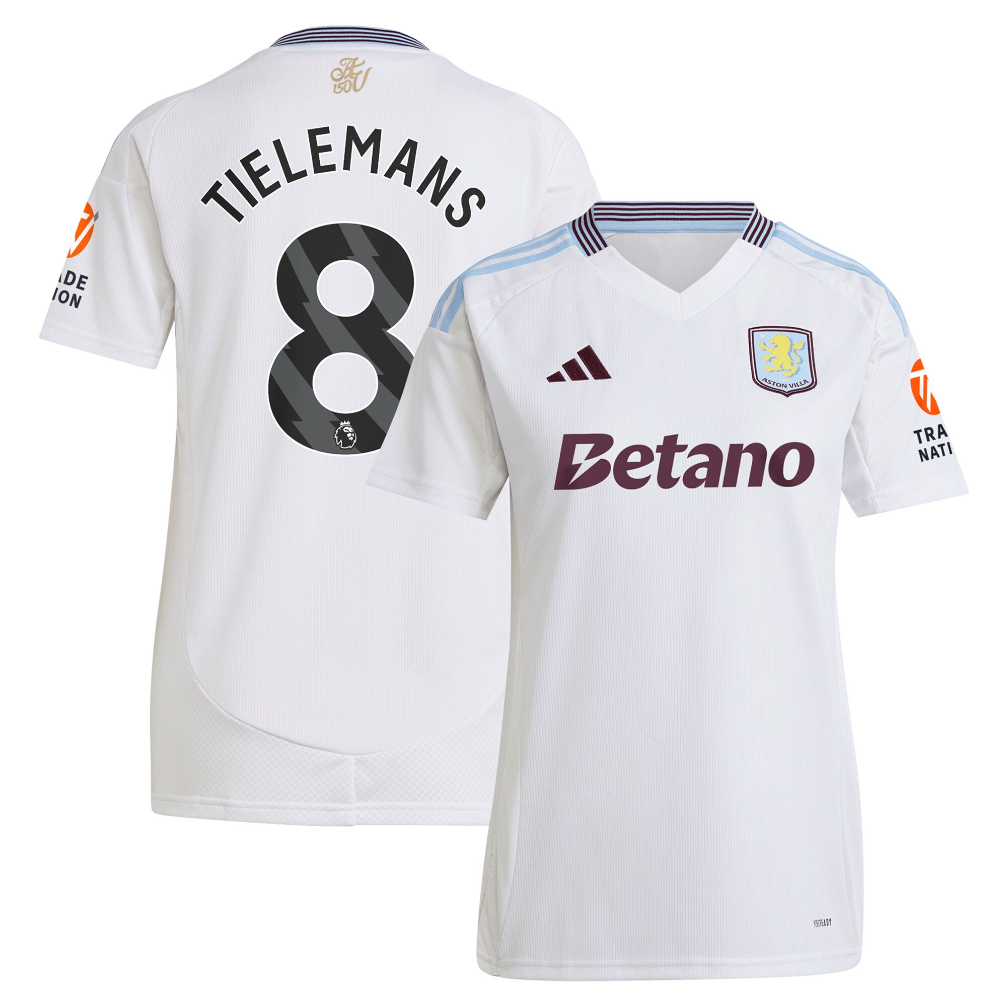 Explore the aston villa adidas away shirt 2024-25 – womens with tielemans 8 printing Collection of Aston Villa jerseys. Authentic, high-quality football shirts for every supporter, available worldwide.
